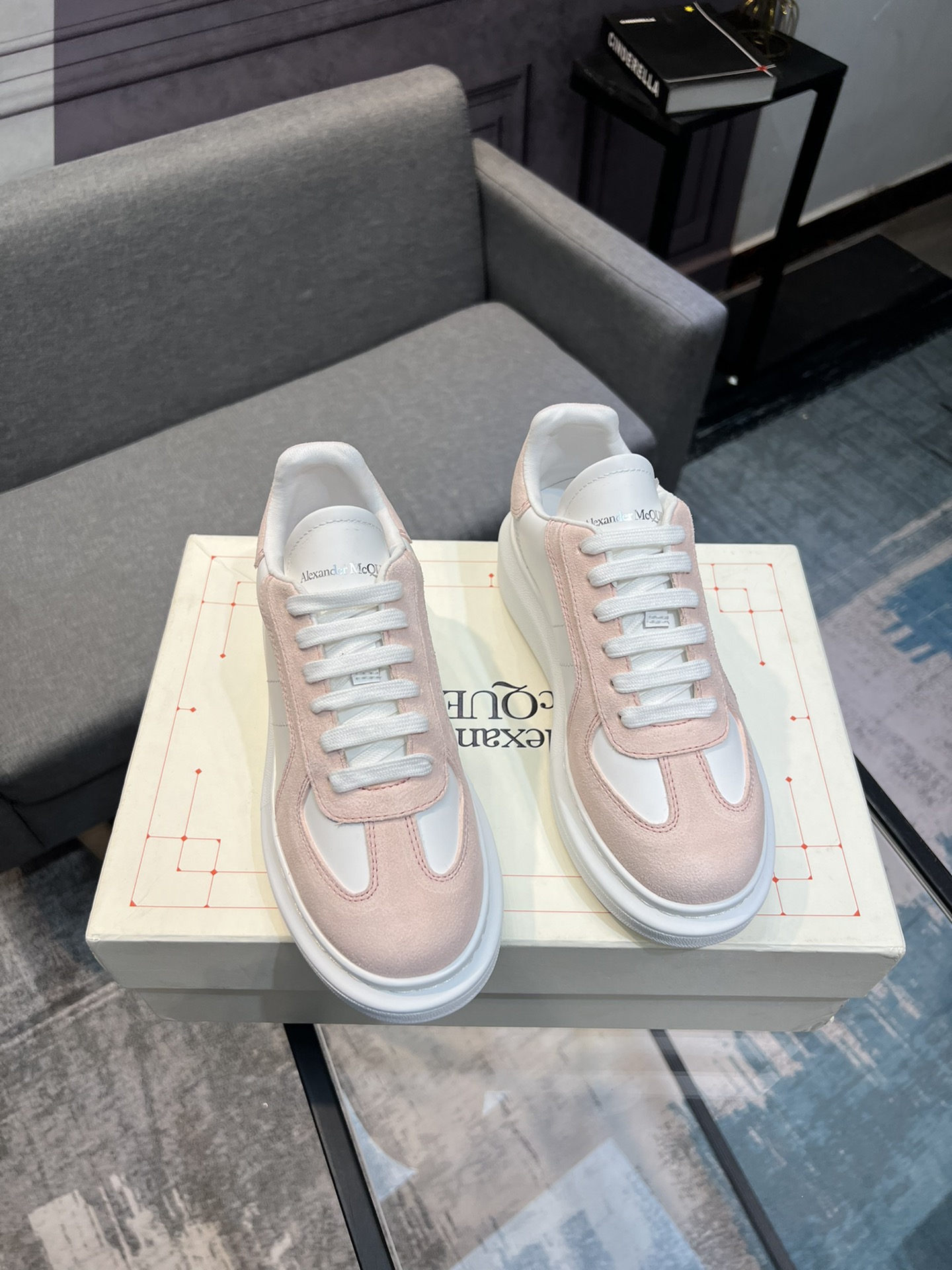 Alexander McQUEEN auténtico estallido demolición 1:1 superior McQueen cuero original blanco importad