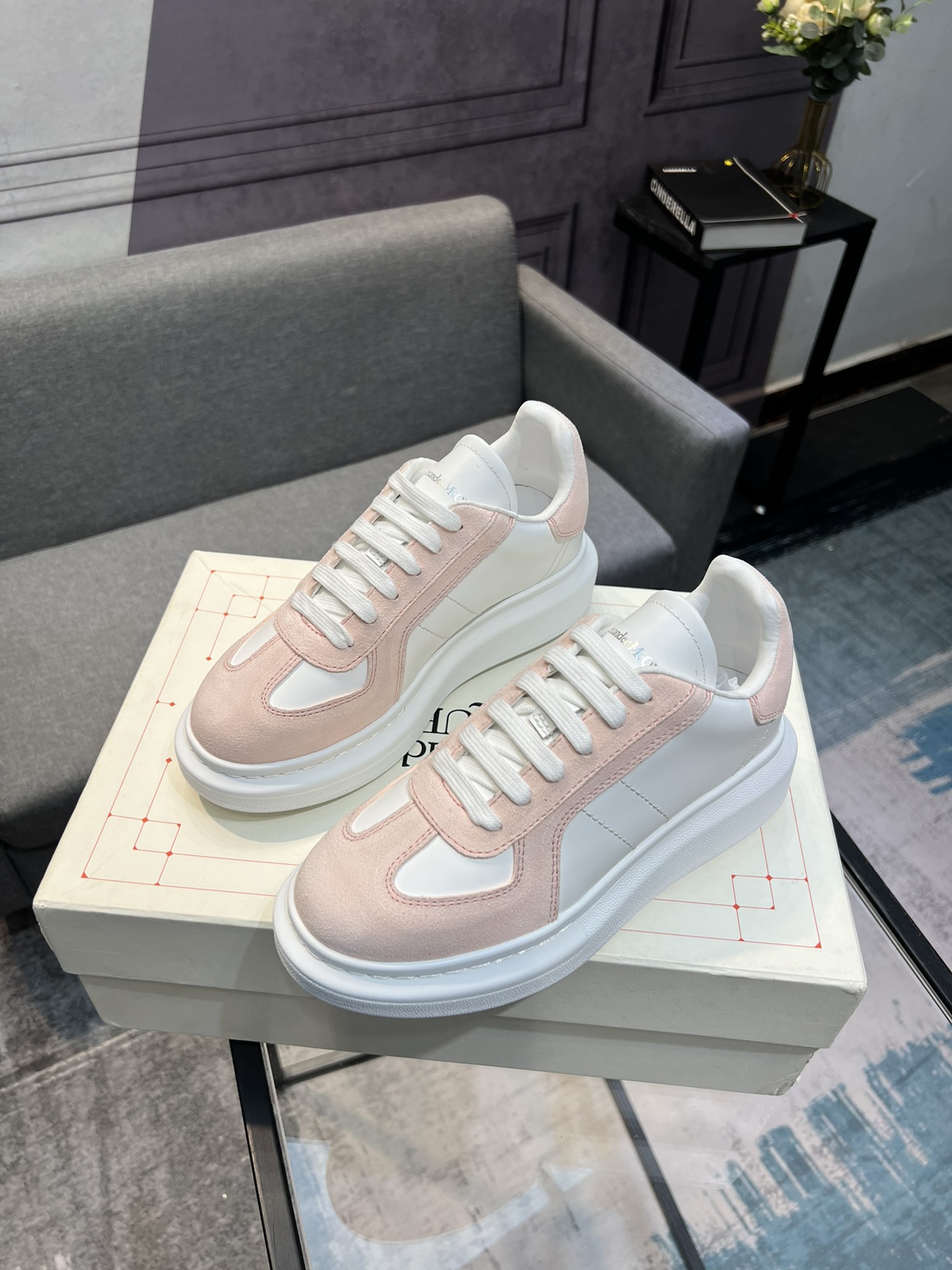 Alexander McQUEEN auténtico estallido demolición 1:1 superior McQueen cuero original blanco importad