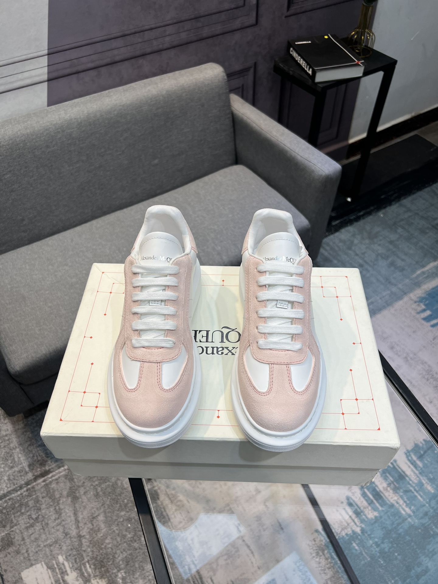 Alexander McQUEEN auténtico estallido demolición 1:1 superior McQueen cuero original blanco importad
