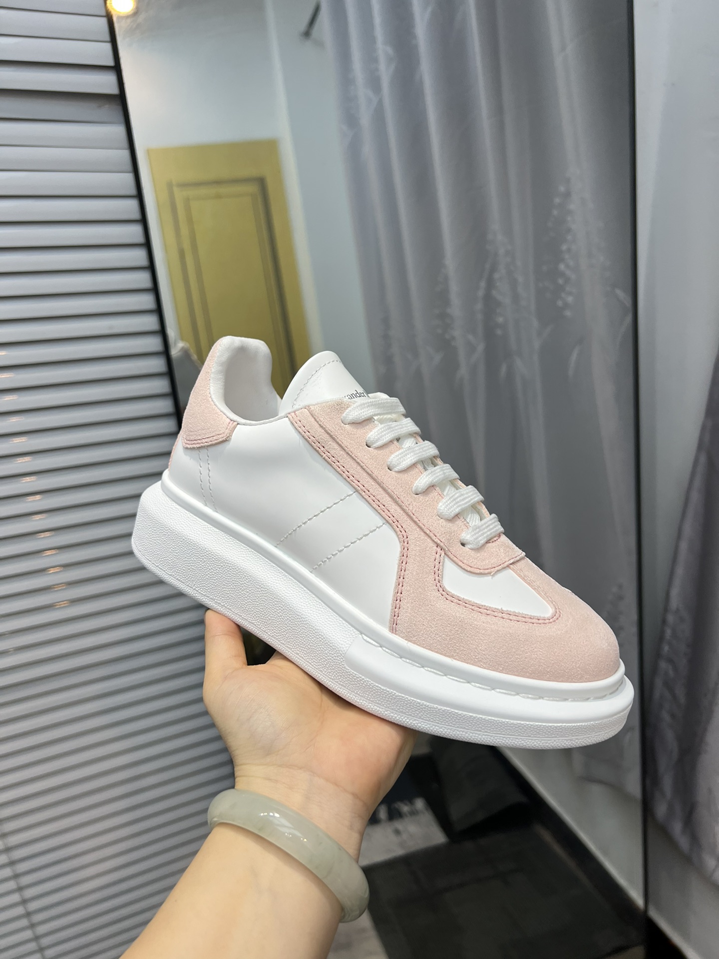 Alexander McQUEEN auténtico estallido demolición 1:1 superior McQueen cuero original blanco importad