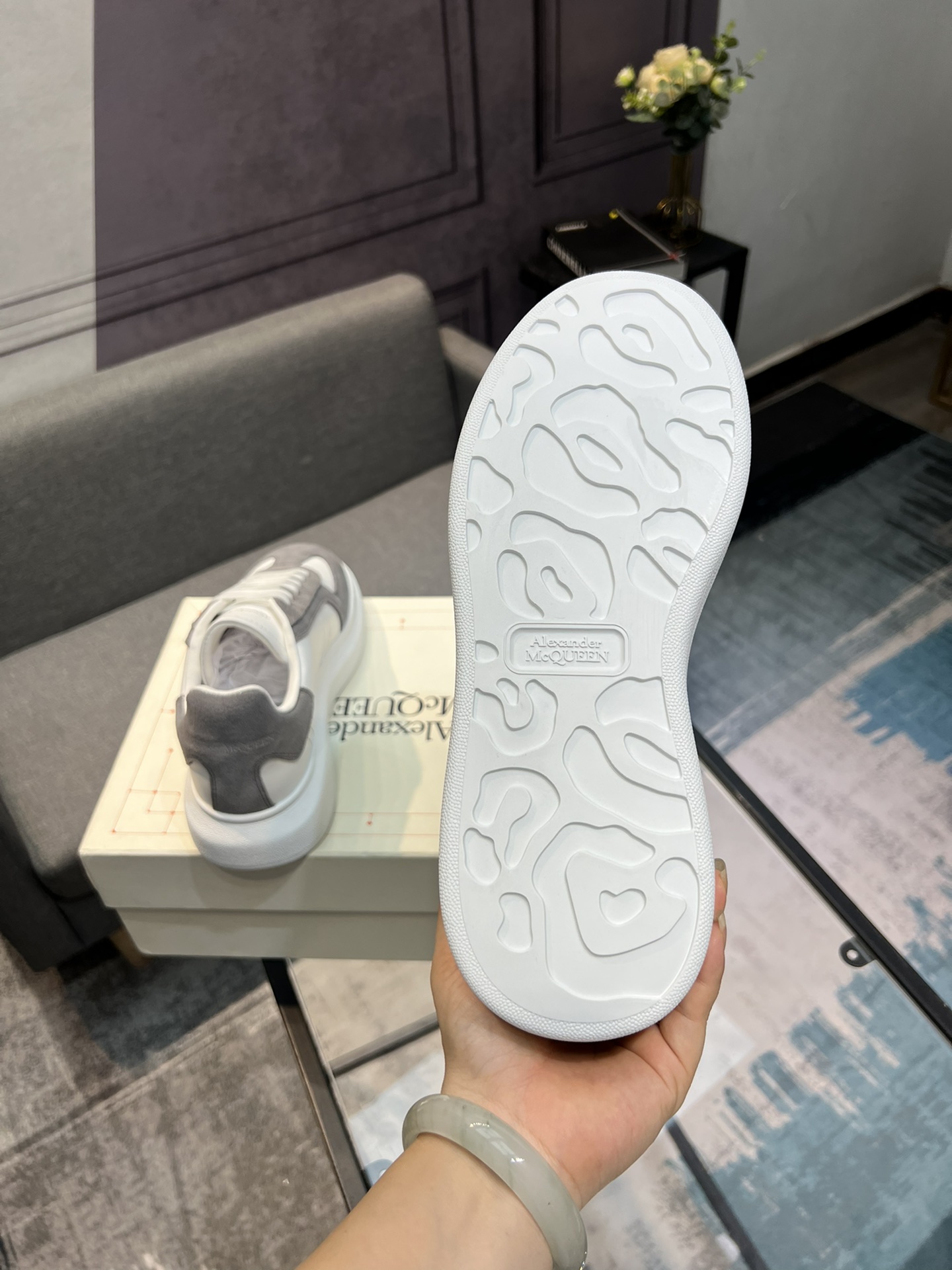 Alexander McQUEEN auténtico estallido demolición 1:1 superior McQueen cuero original blanco importad