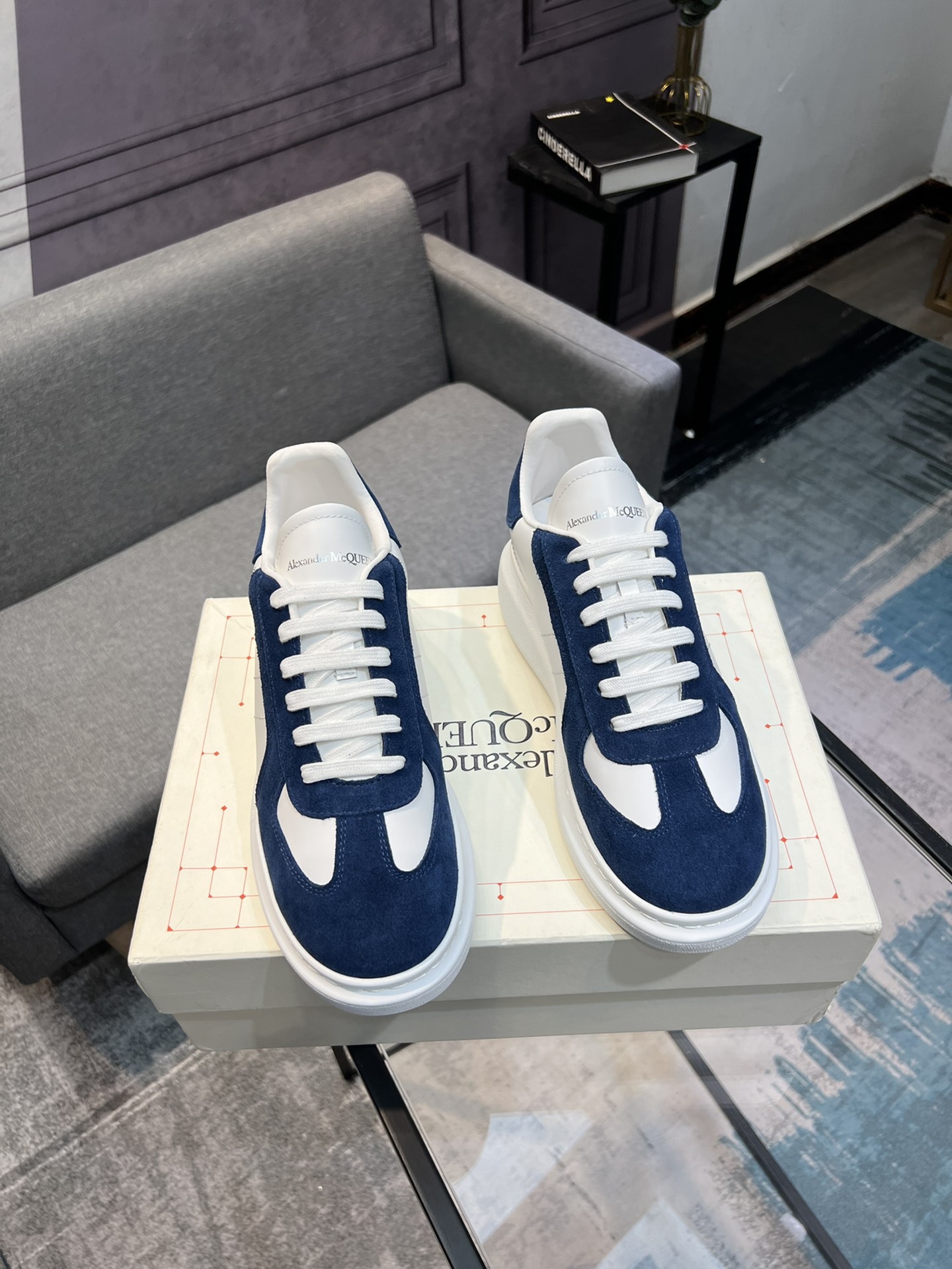 Alexander McQUEEN auténtico estallido demolición 1:1 superior McQueen cuero original blanco importad