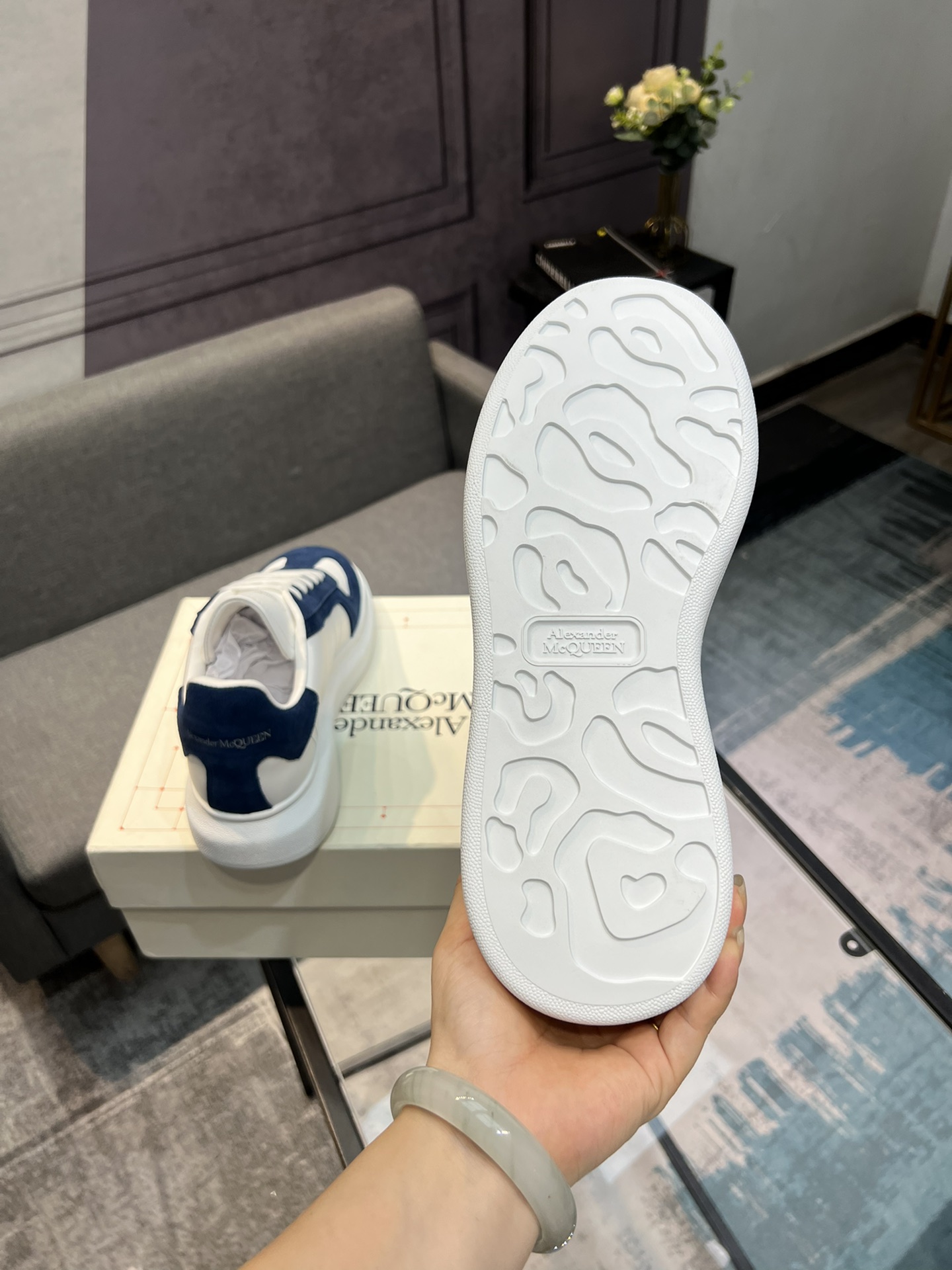 Alexander McQUEEN auténtico estallido demolición 1:1 superior McQueen cuero original blanco importad