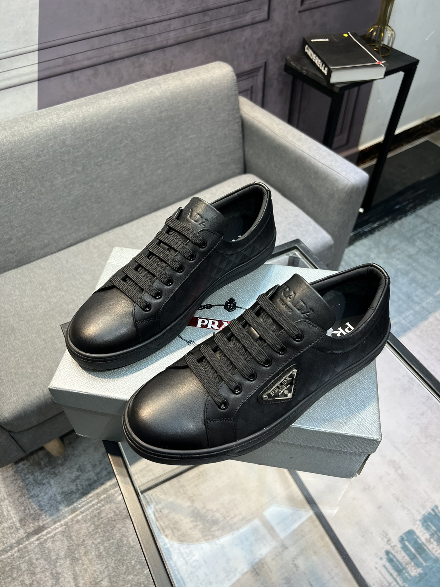 [PRAD * Prada] contra pop zapatos de los hombres, el sitio web oficial de producción 1:1, tejido imp