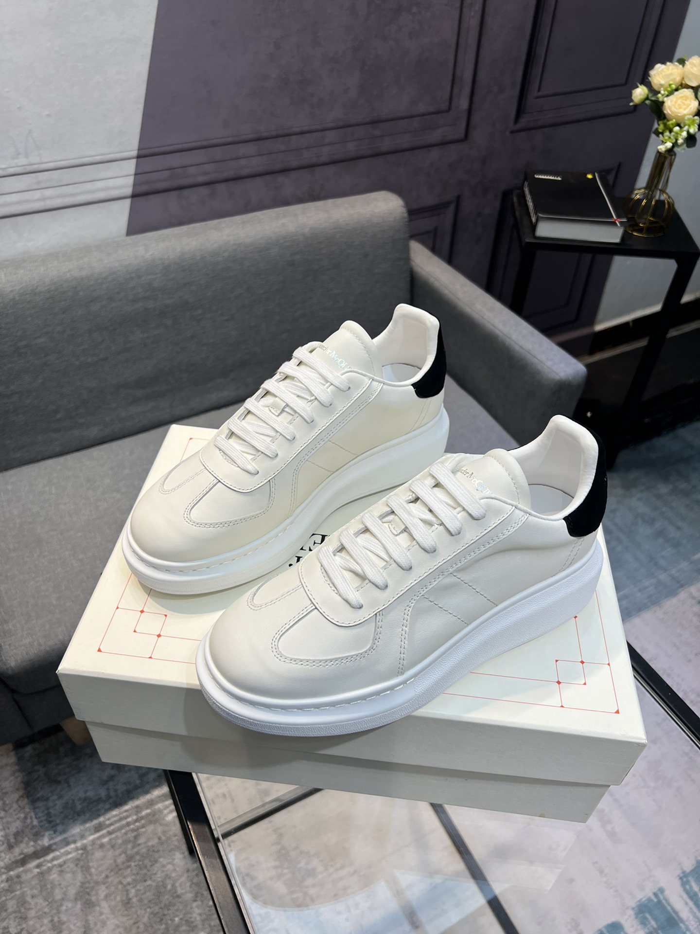 Alexander McQUEEN auténtico estallido demolición 1:1 superior McQueen cuero original blanco importad