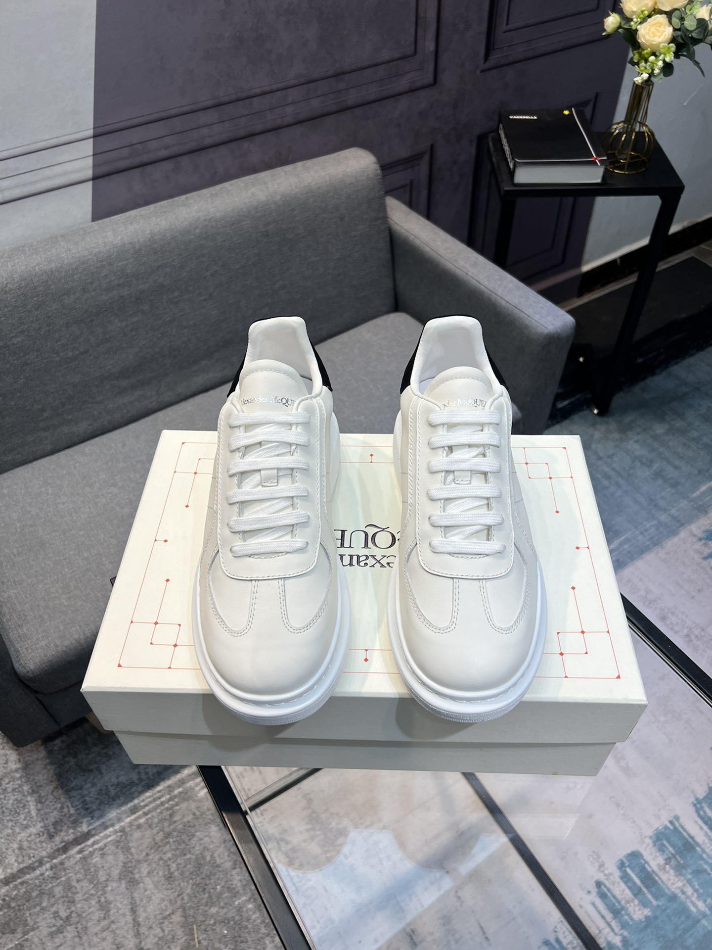 Alexander McQUEEN auténtico estallido demolición 1:1 superior McQueen cuero original blanco importad
