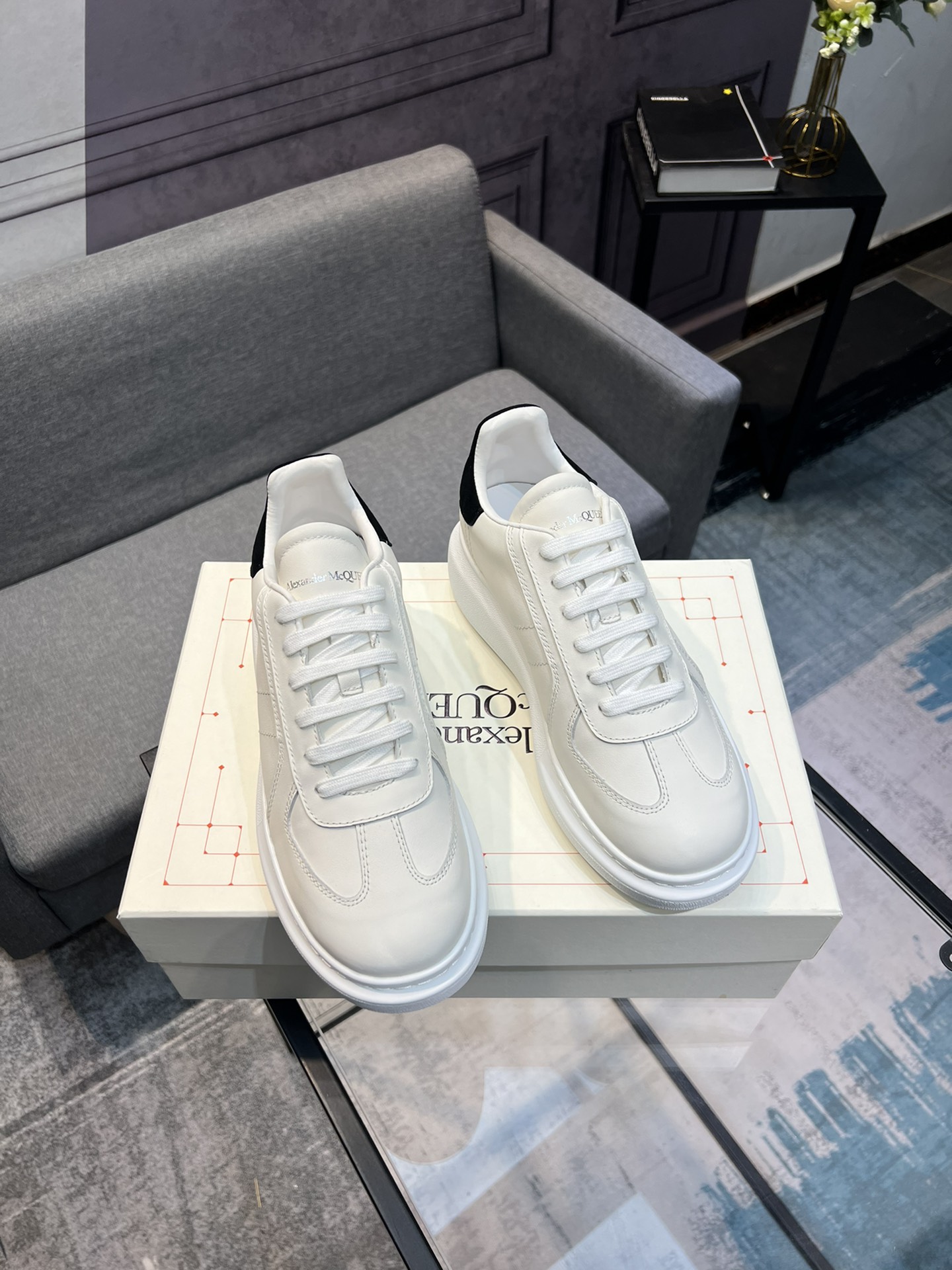 Alexander McQUEEN auténtico estallido demolición 1:1 superior McQueen cuero original blanco importad