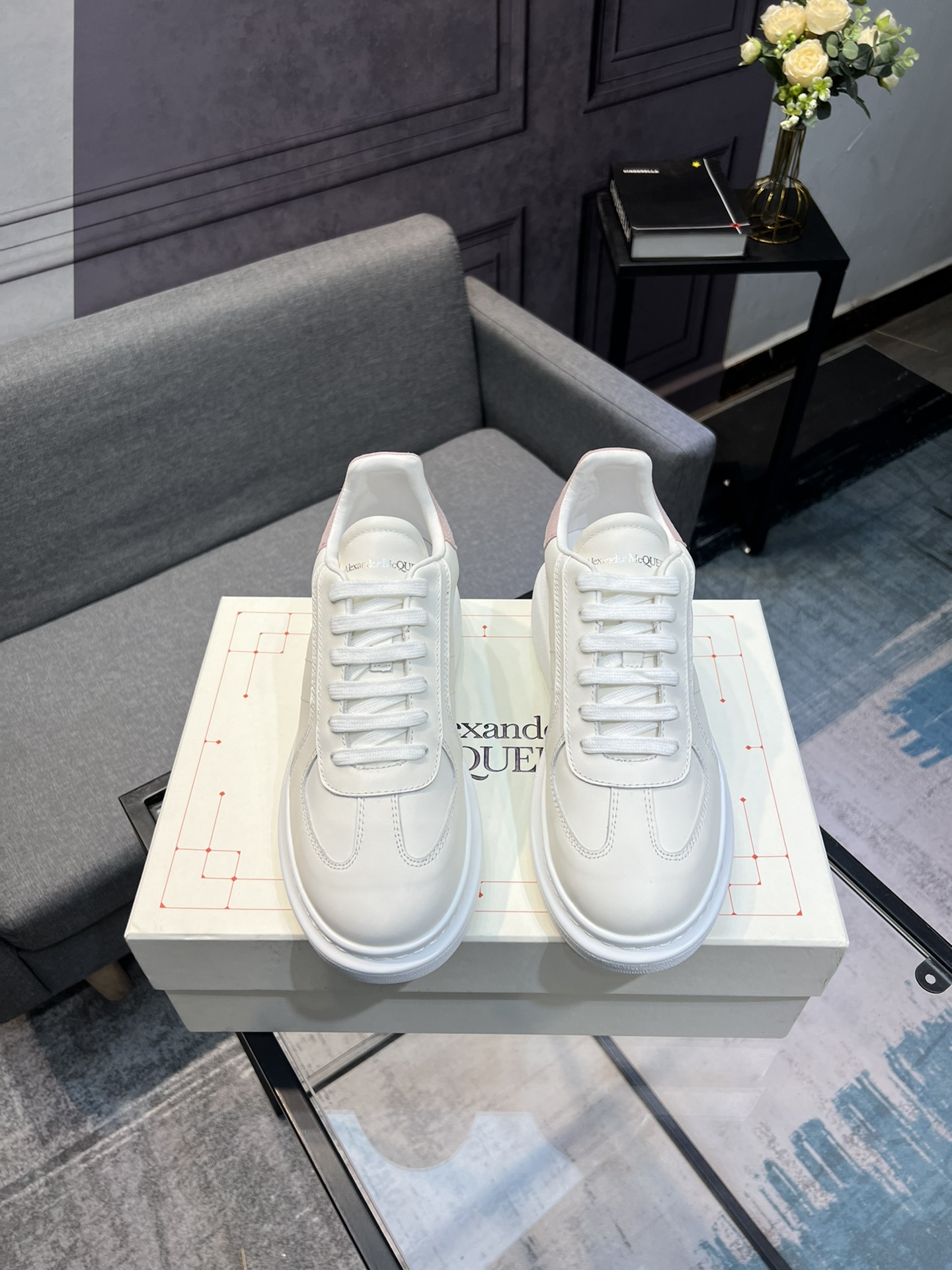 Alexander McQUEEN auténtico estallido demolición 1:1 superior McQueen cuero original blanco importad