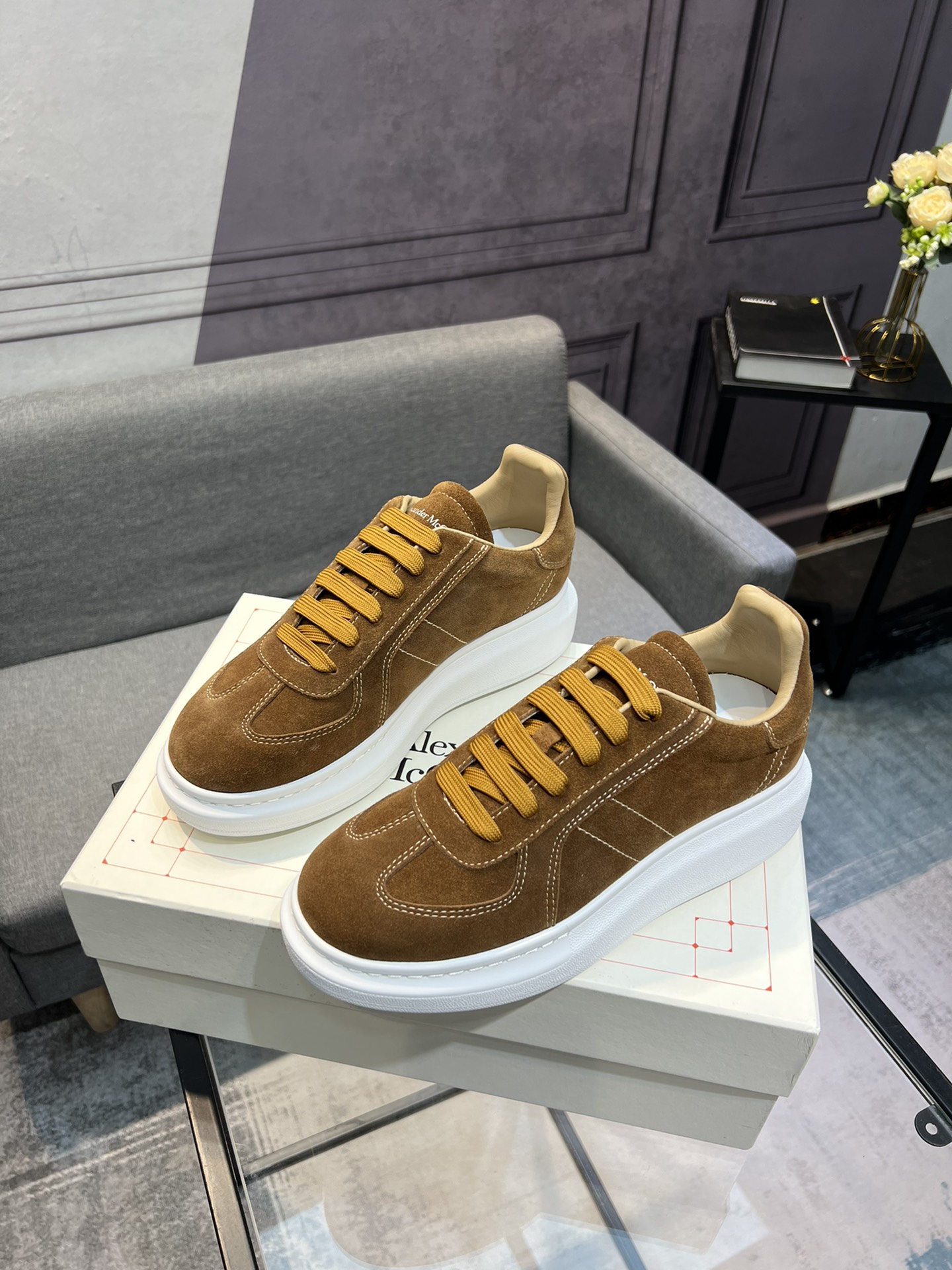 Alexander McQUEEN auténtico estallido demolición 1:1 superior McQueen cuero original blanco importad