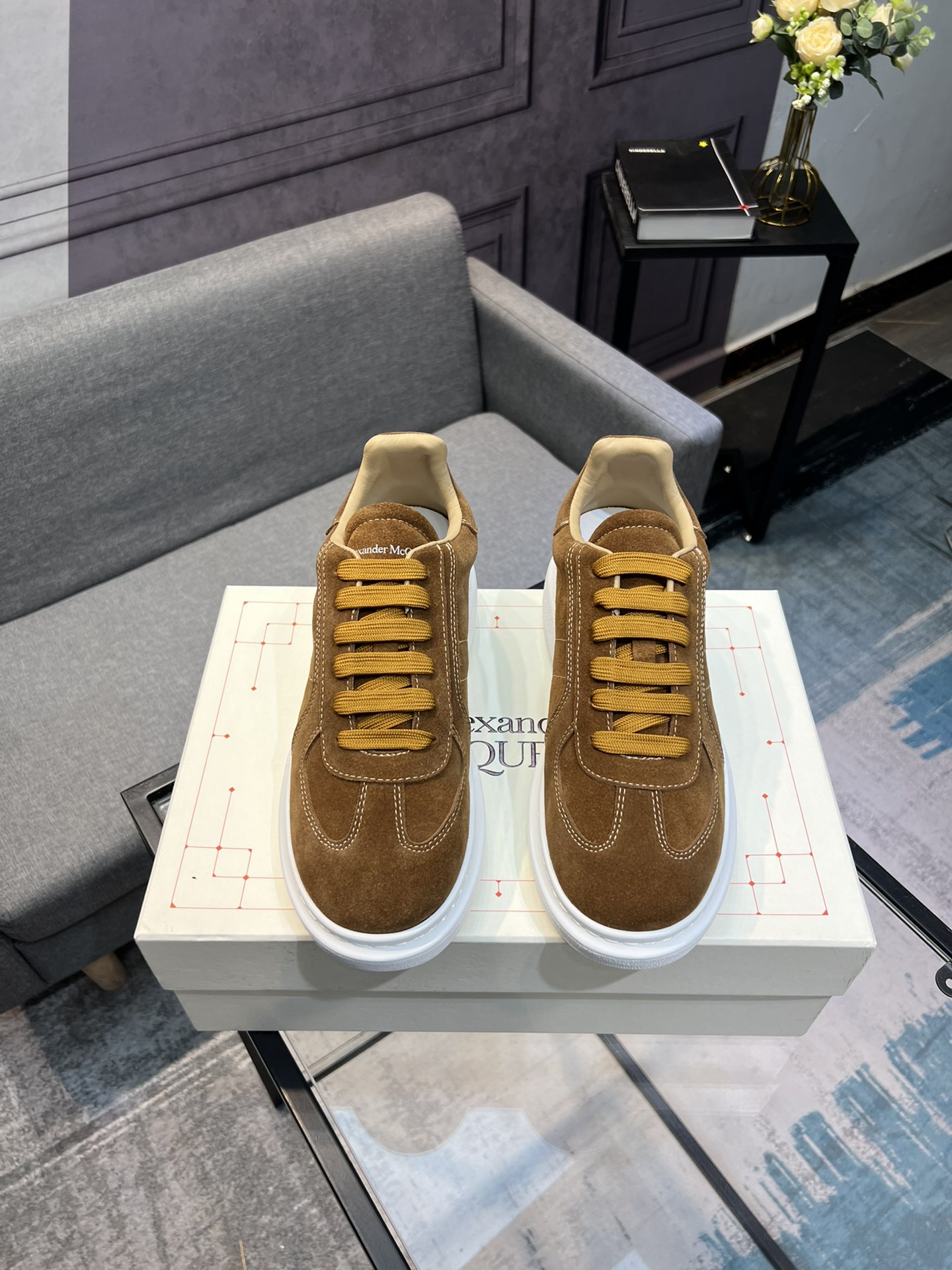 Alexander McQUEEN auténtico estallido demolición 1:1 superior McQueen cuero original blanco importad
