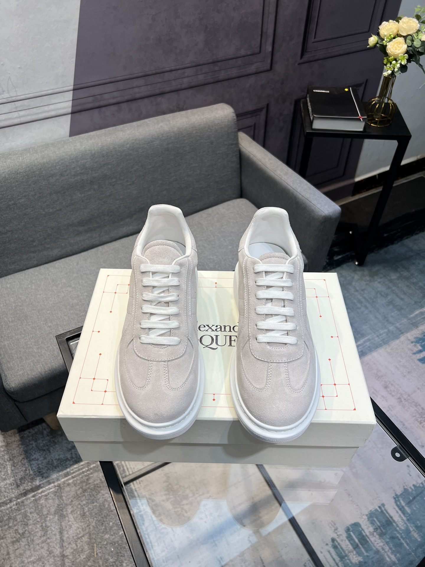 Alexander McQUEEN auténtico estallido demolición 1:1 superior McQueen cuero original blanco importad
