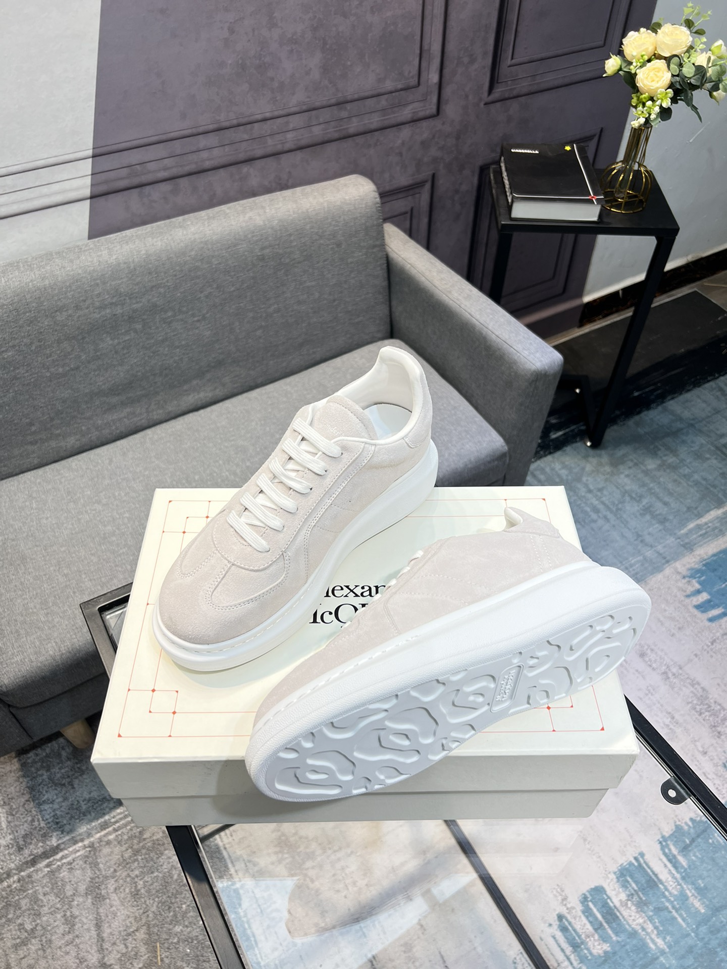 Alexander McQUEEN auténtico estallido demolición 1:1 superior McQueen cuero original blanco importad