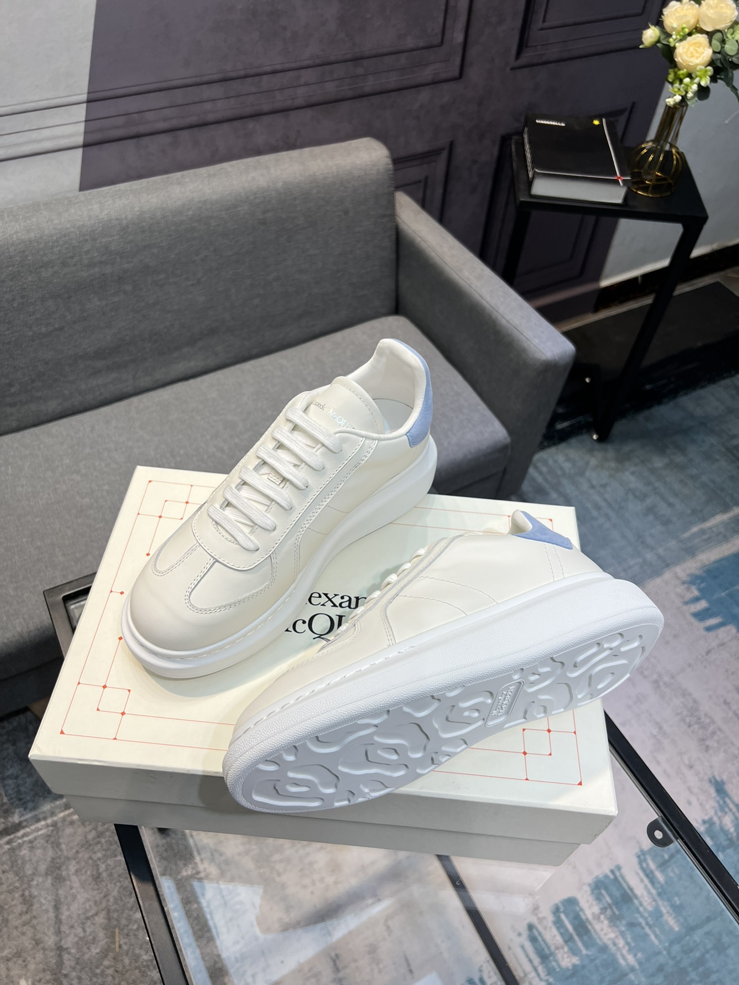 Alexander McQUEEN auténtico estallido demolición 1:1 superior McQueen cuero original blanco importad