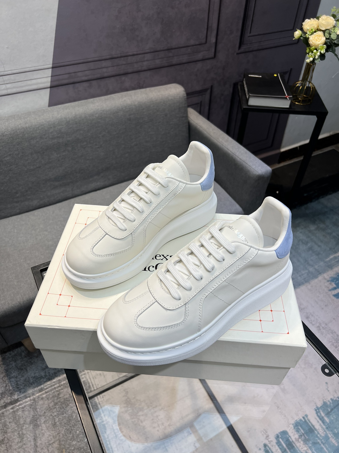Alexander McQUEEN auténtico estallido demolición 1:1 superior McQueen cuero original blanco importad