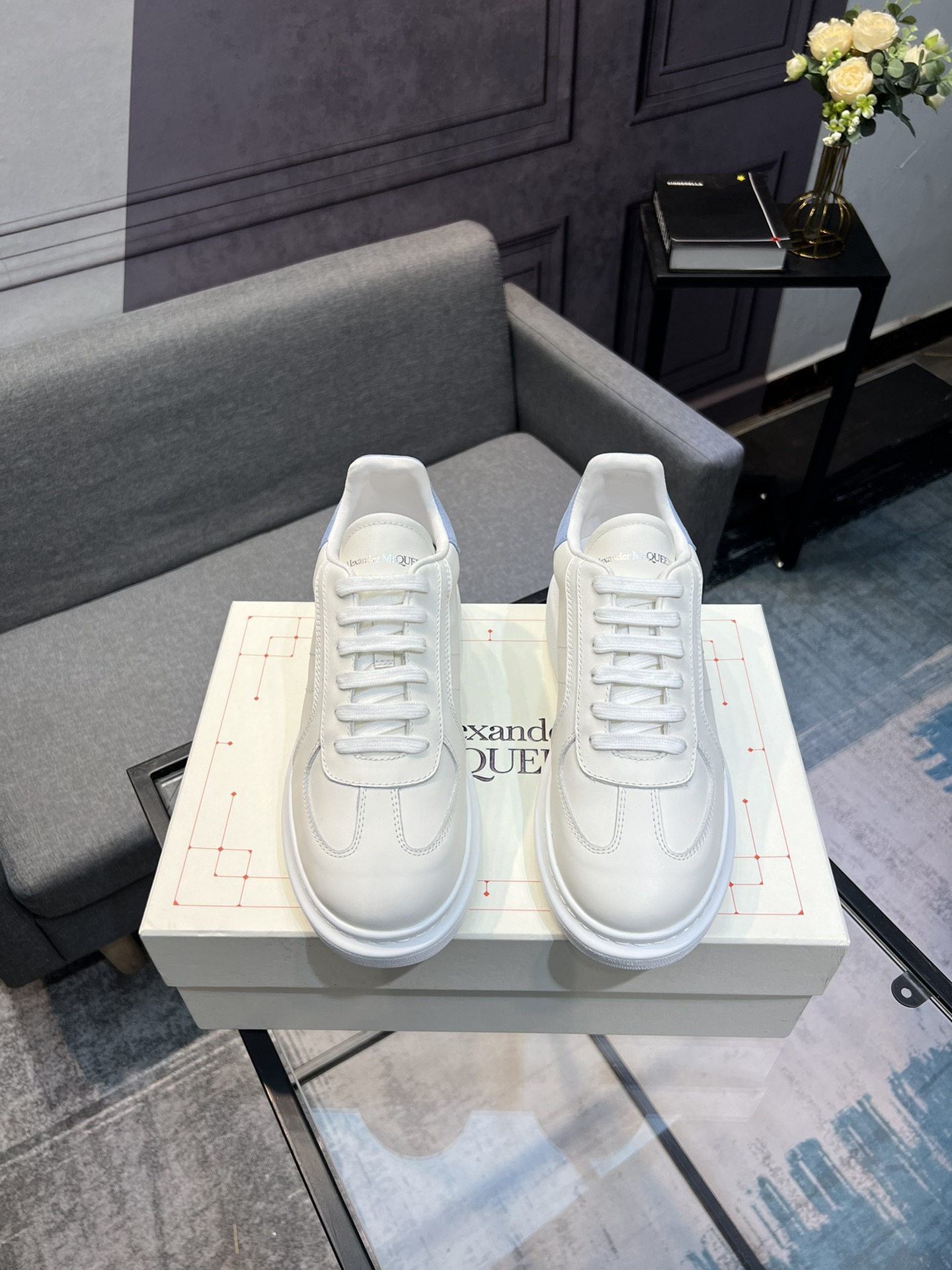 Alexander McQUEEN auténtico estallido demolición 1:1 superior McQueen cuero original blanco importad