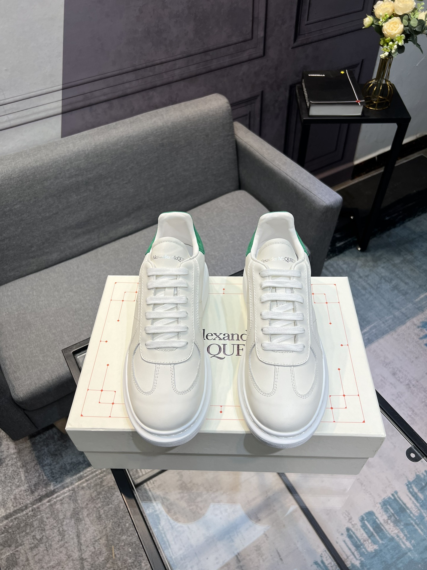 Alexander McQUEEN auténtico estallido demolición 1:1 superior McQueen cuero original blanco importad