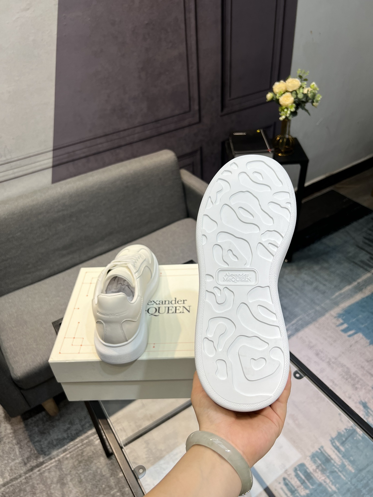 Alexander McQUEEN auténtico estallido demolición 1:1 superior McQueen cuero original blanco importad