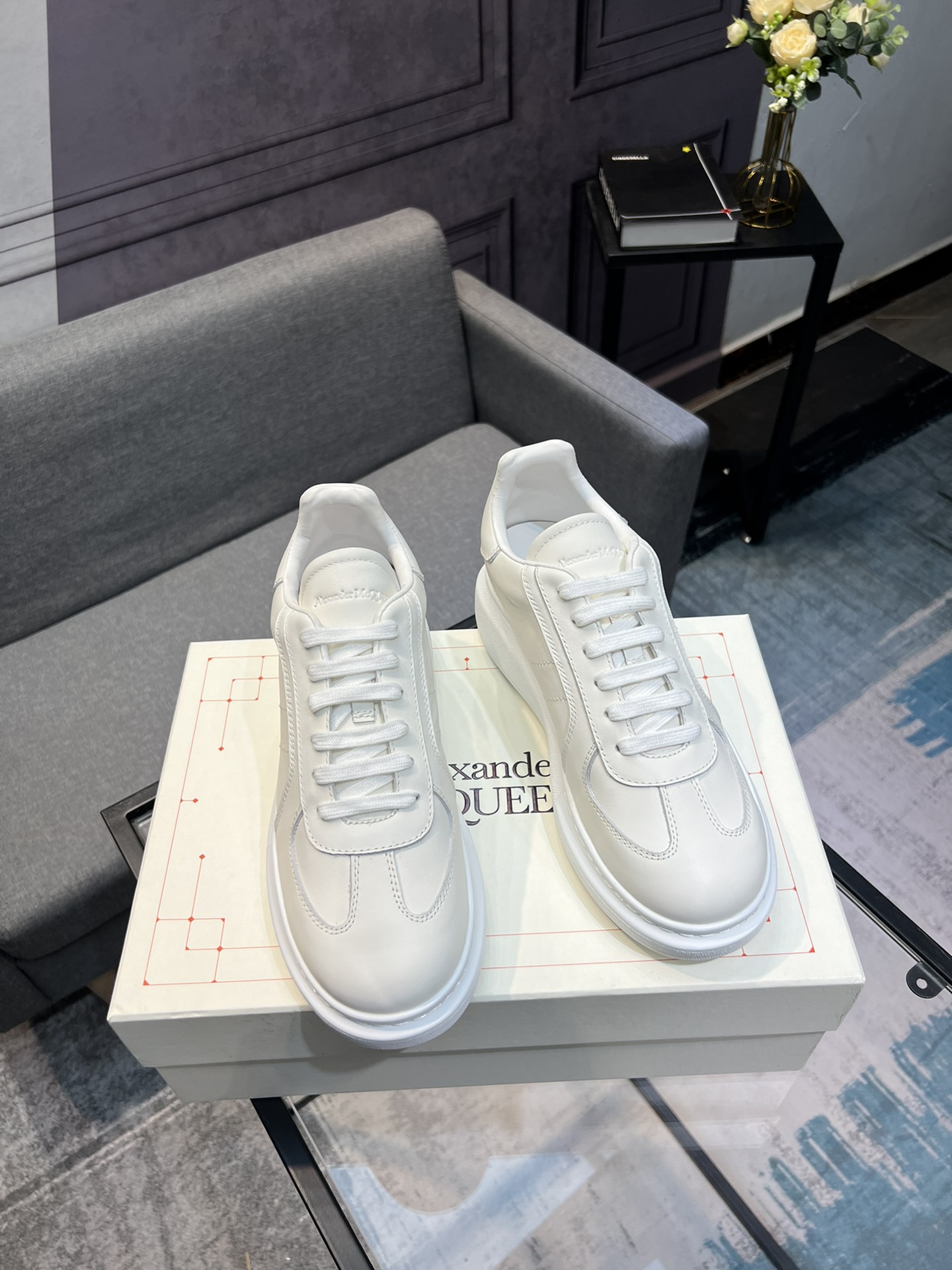 Alexander McQUEEN auténtico estallido demolición 1:1 superior McQueen cuero original blanco importad