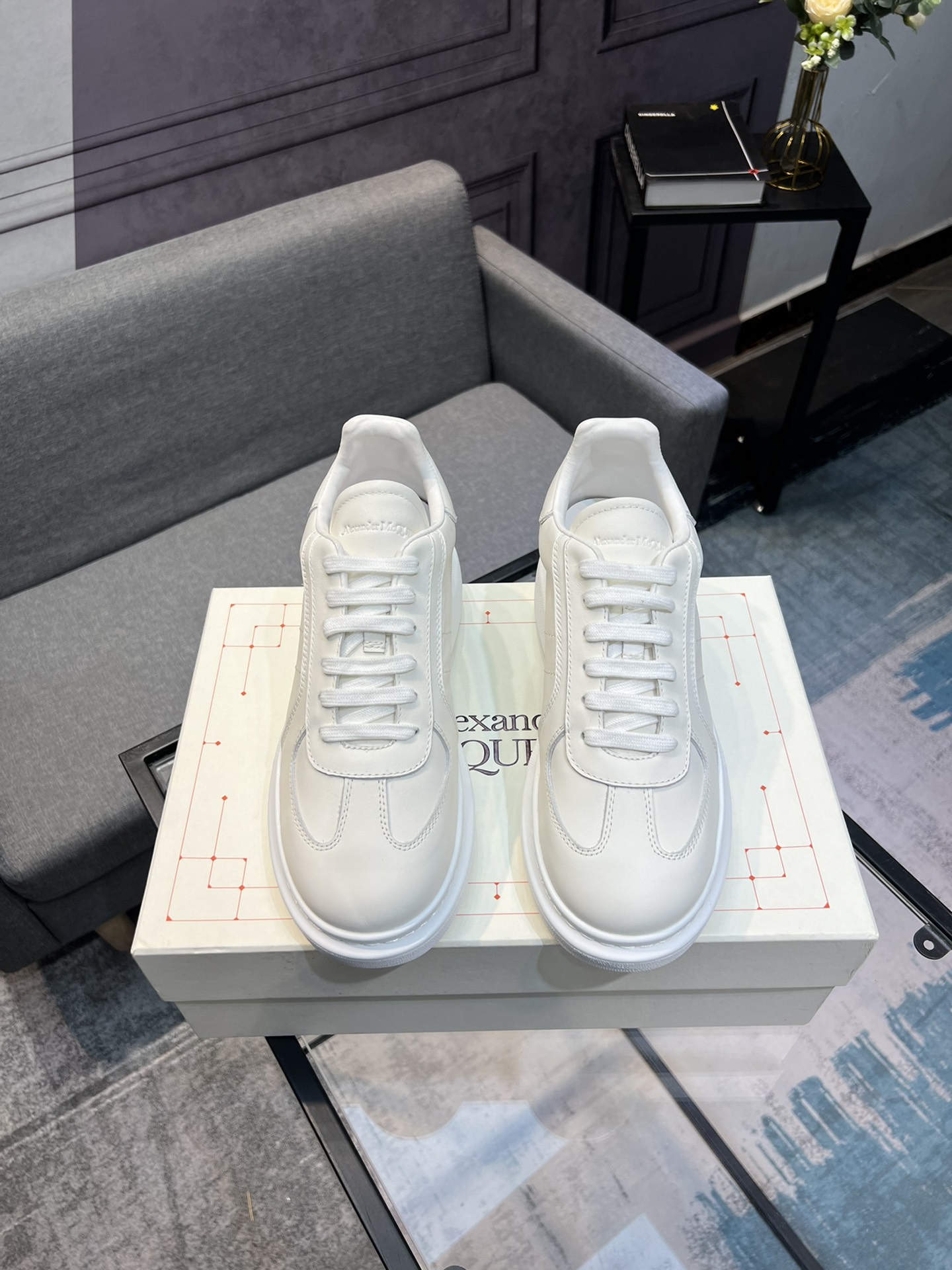 Alexander McQUEEN auténtico estallido demolición 1:1 superior McQueen cuero original blanco importad