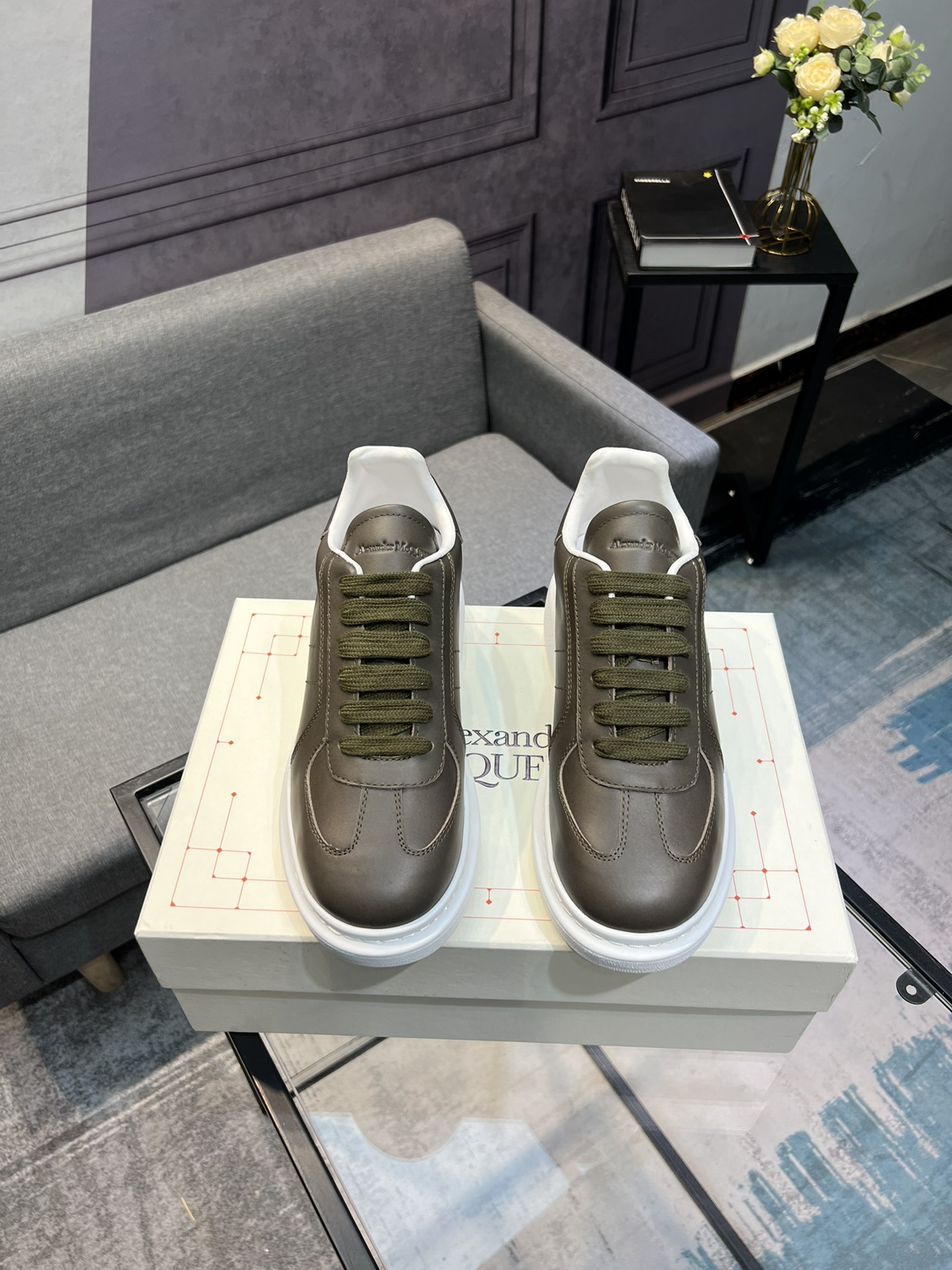 Alexander McQUEEN auténtico estallido demolición 1:1 superior McQueen cuero original blanco importad