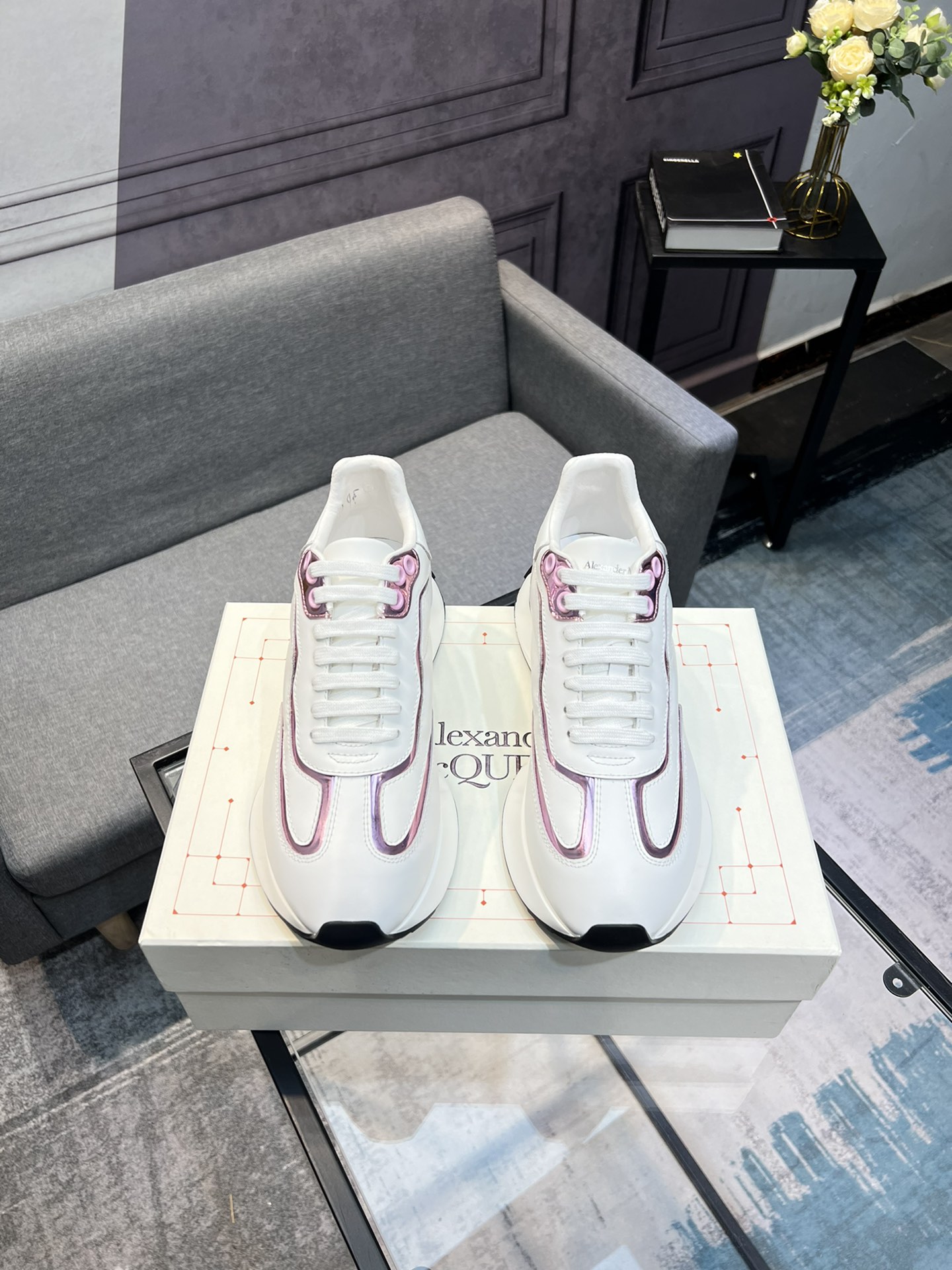 Alexander McQUEEN auténtico estallido demolición 1:1 superior McQueen cuero original blanco importad