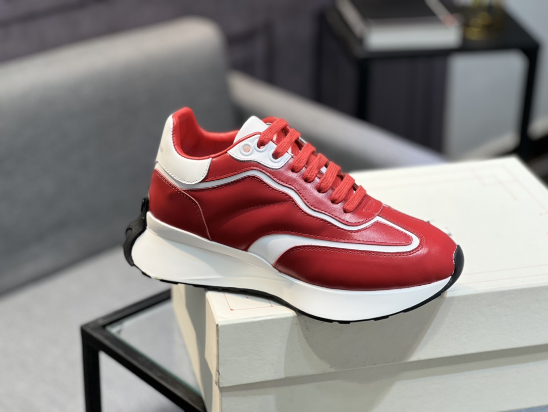 Alexander McQUEEN auténtico estallido demolición 1:1 superior McQueen cuero original blanco importad