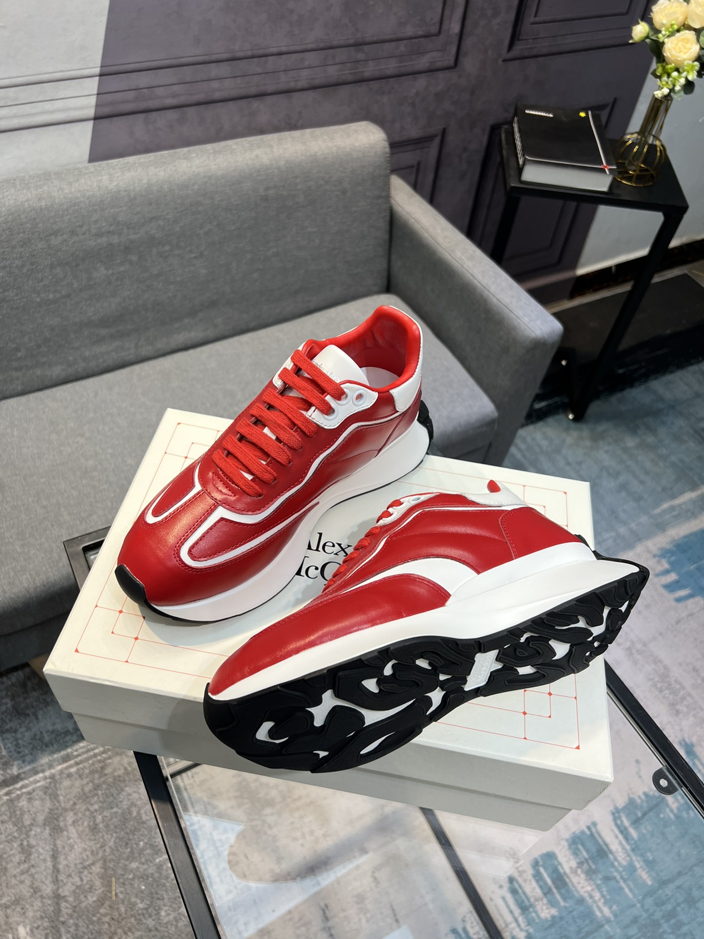 Alexander McQUEEN auténtico estallido demolición 1:1 superior McQueen cuero original blanco importad