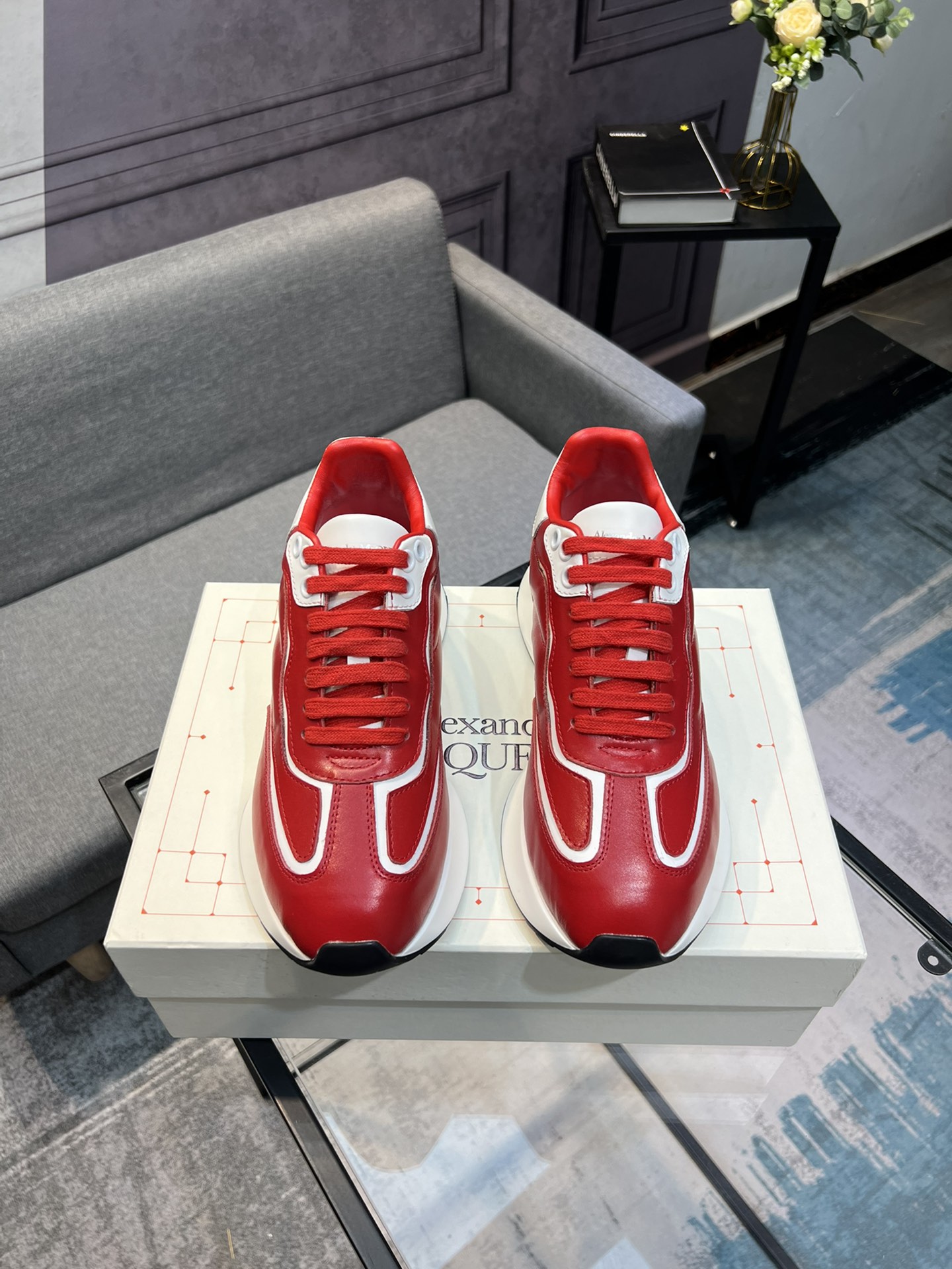 Alexander McQUEEN auténtico estallido demolición 1:1 superior McQueen cuero original blanco importad