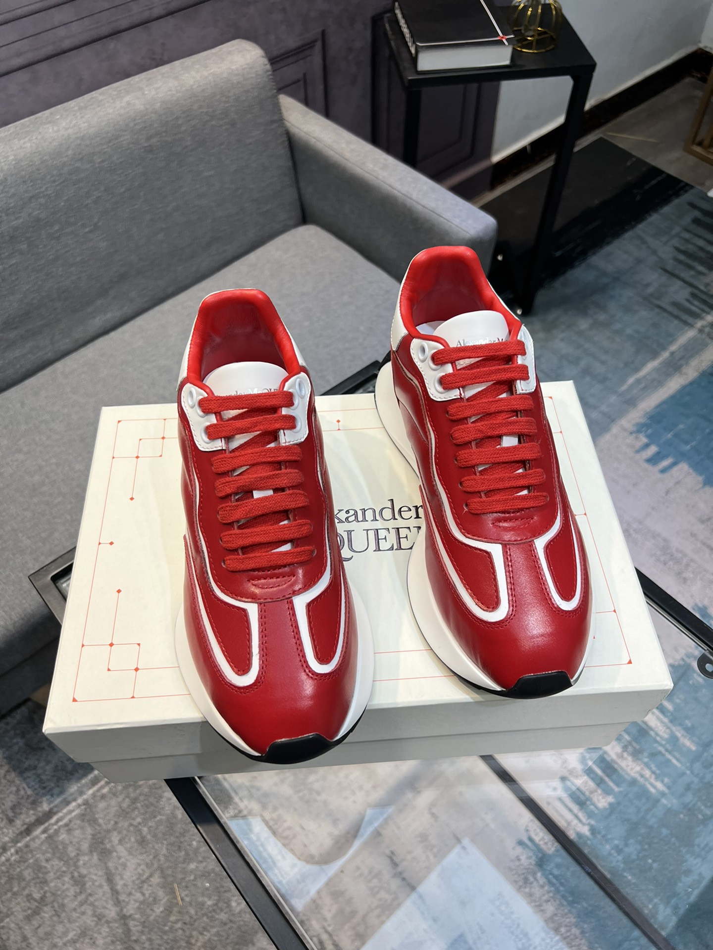 Alexander McQUEEN auténtico estallido demolición 1:1 superior McQueen cuero original blanco importad