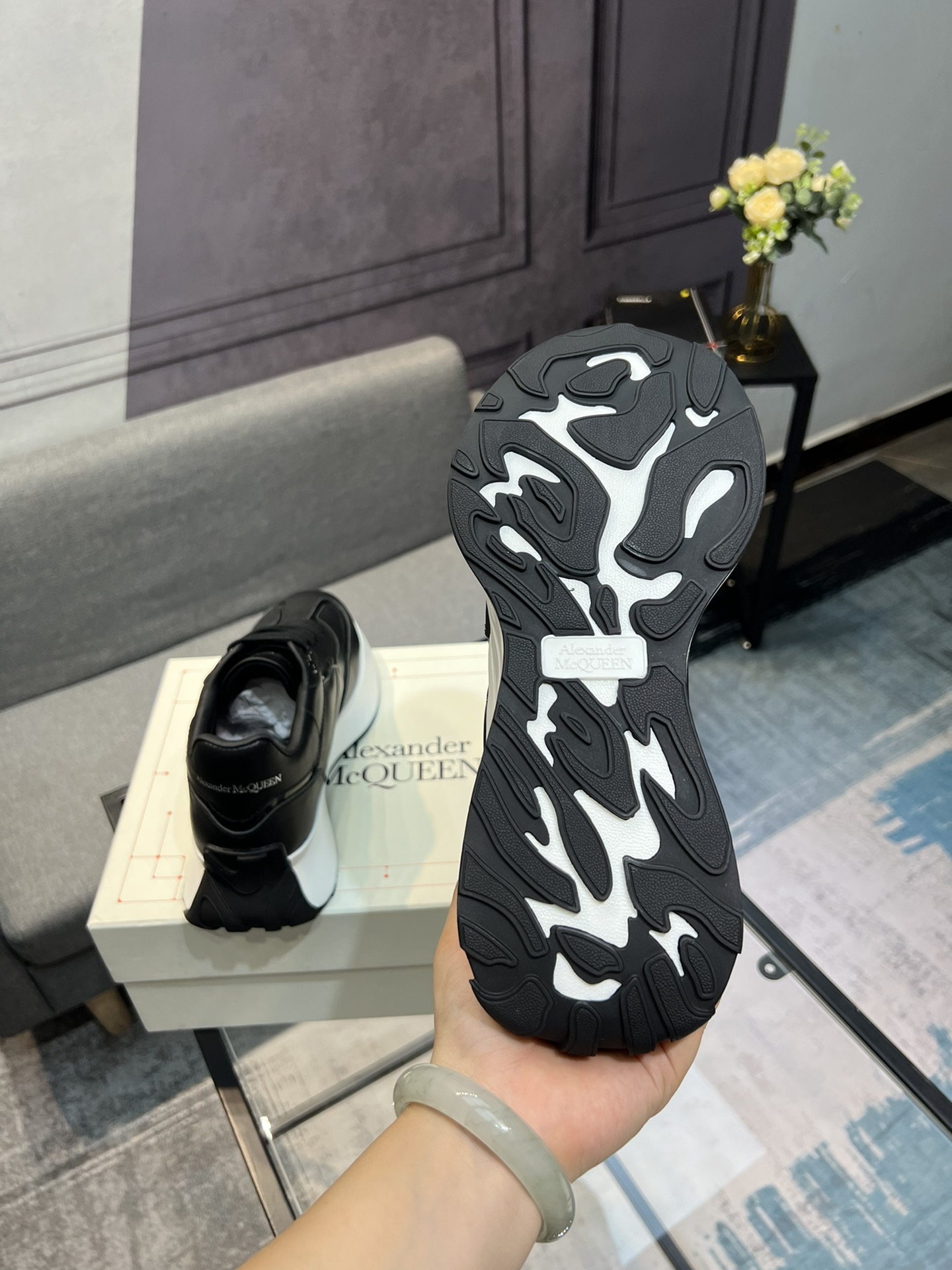 Alexander McQUEEN auténtico estallido demolición 1:1 superior McQueen cuero original blanco importad
