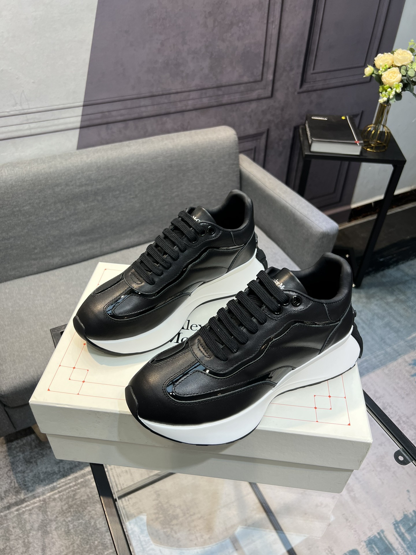 Alexander McQUEEN auténtico estallido demolición 1:1 superior McQueen cuero original blanco importad