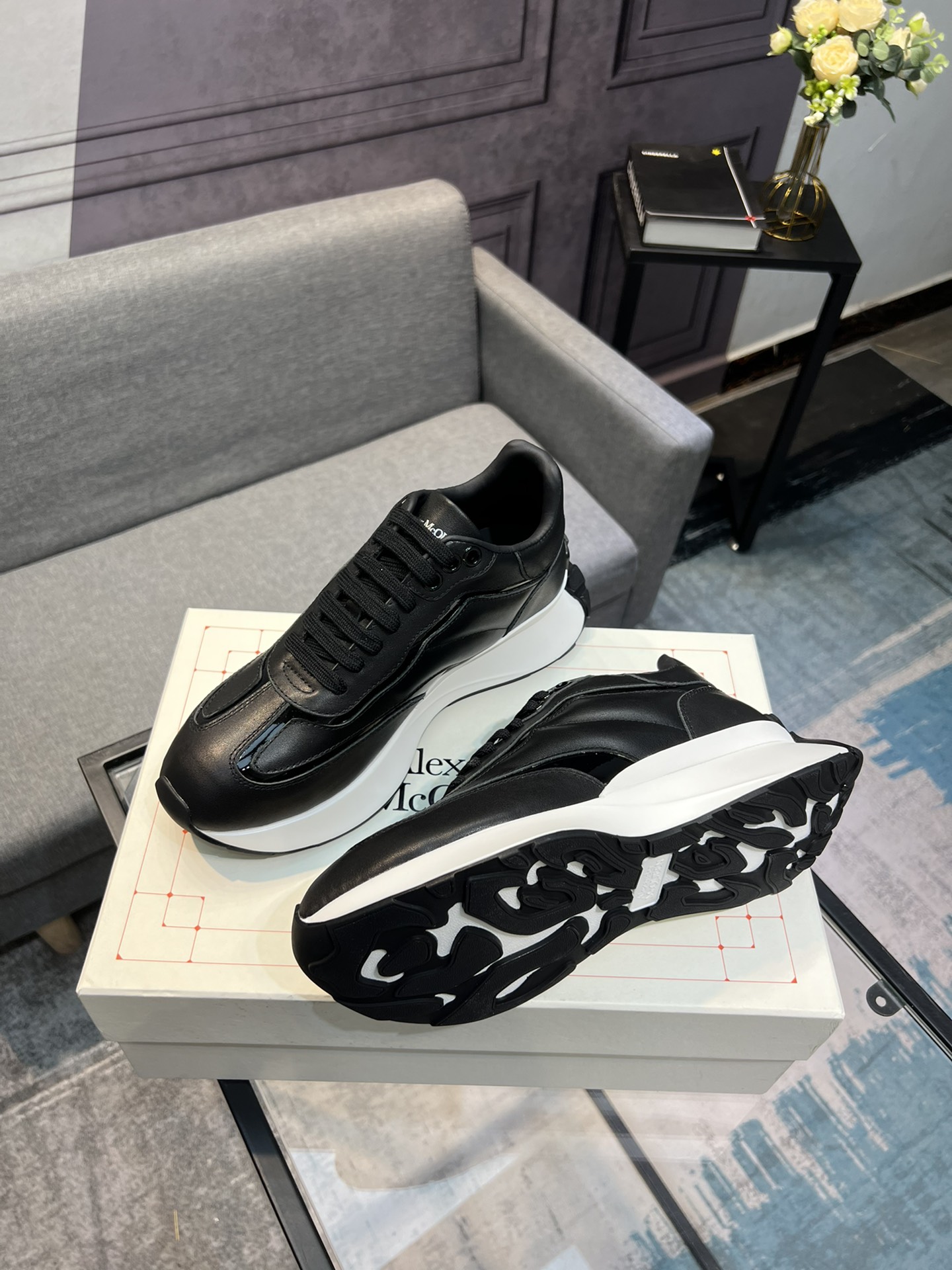 Alexander McQUEEN auténtico estallido demolición 1:1 superior McQueen cuero original blanco importad