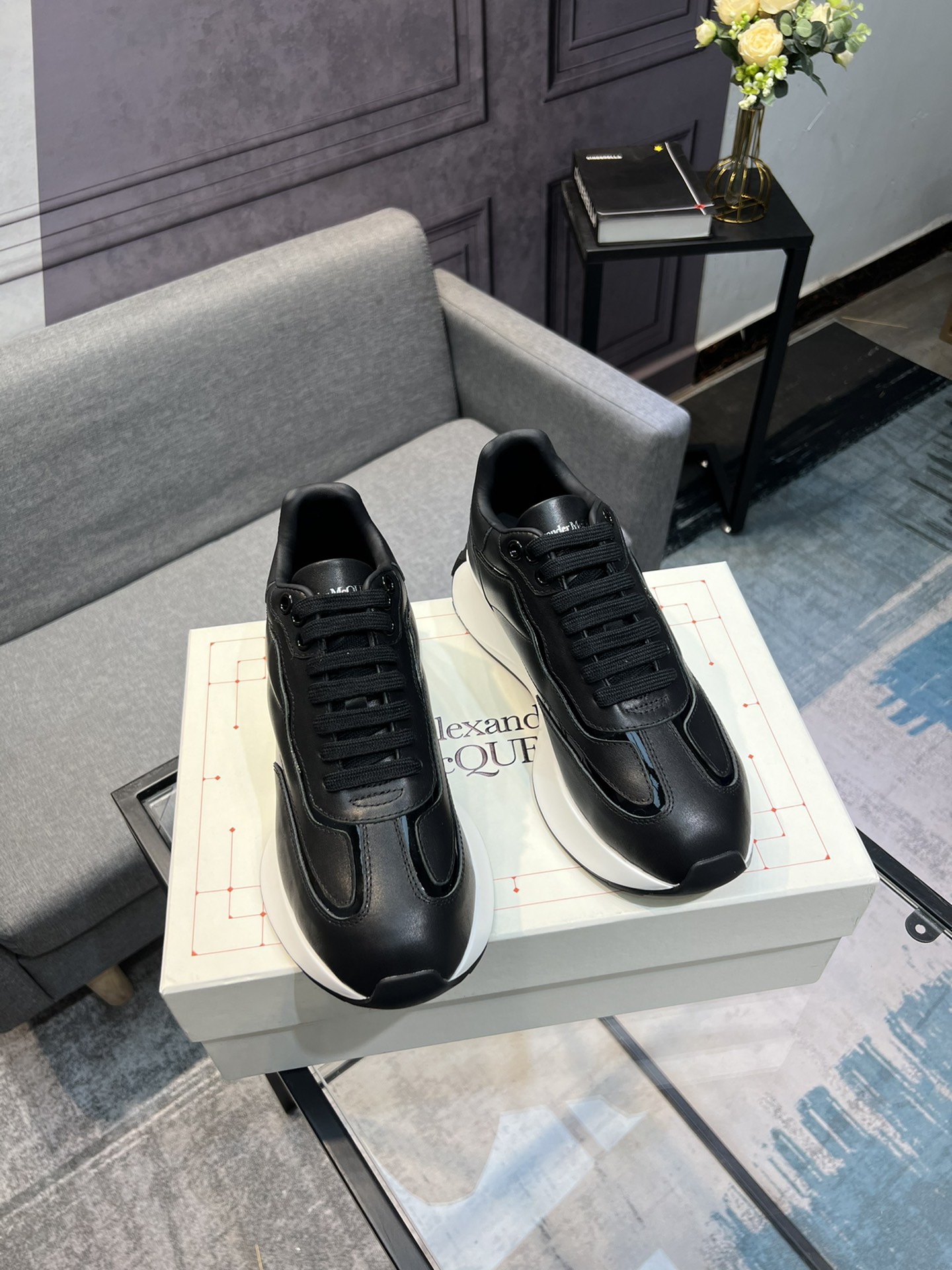 Alexander McQUEEN auténtico estallido demolición 1:1 superior McQueen cuero original blanco importad