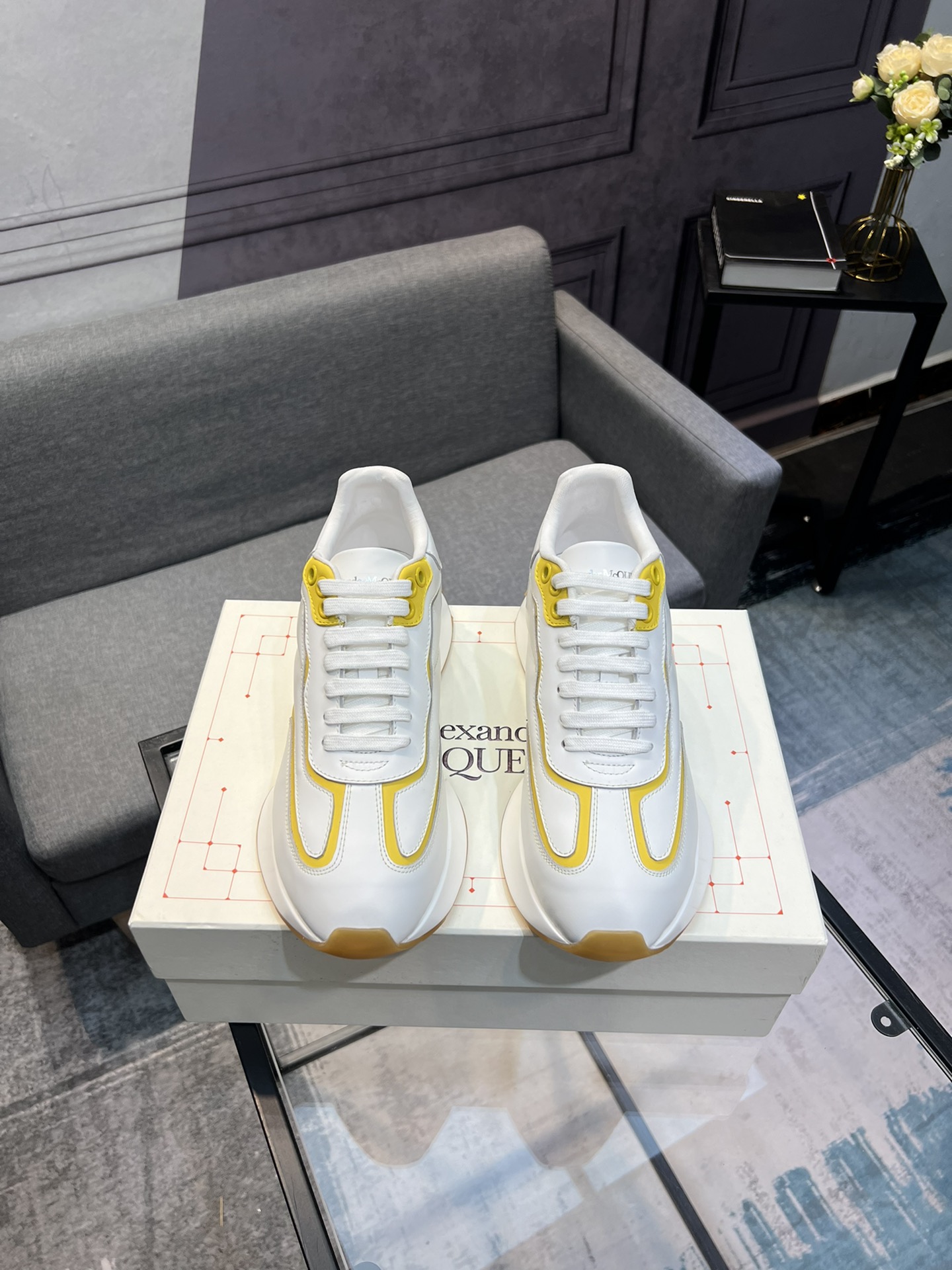 Alexander McQUEEN auténtico estallido demolición 1:1 superior McQueen cuero original blanco importad