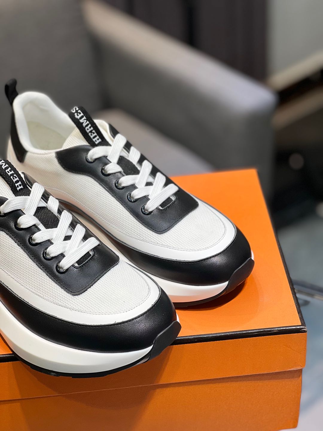 [HERMES] Hermes - Calidad de gama alta Original único - Superior: diseño de empalme de gamuza de vac