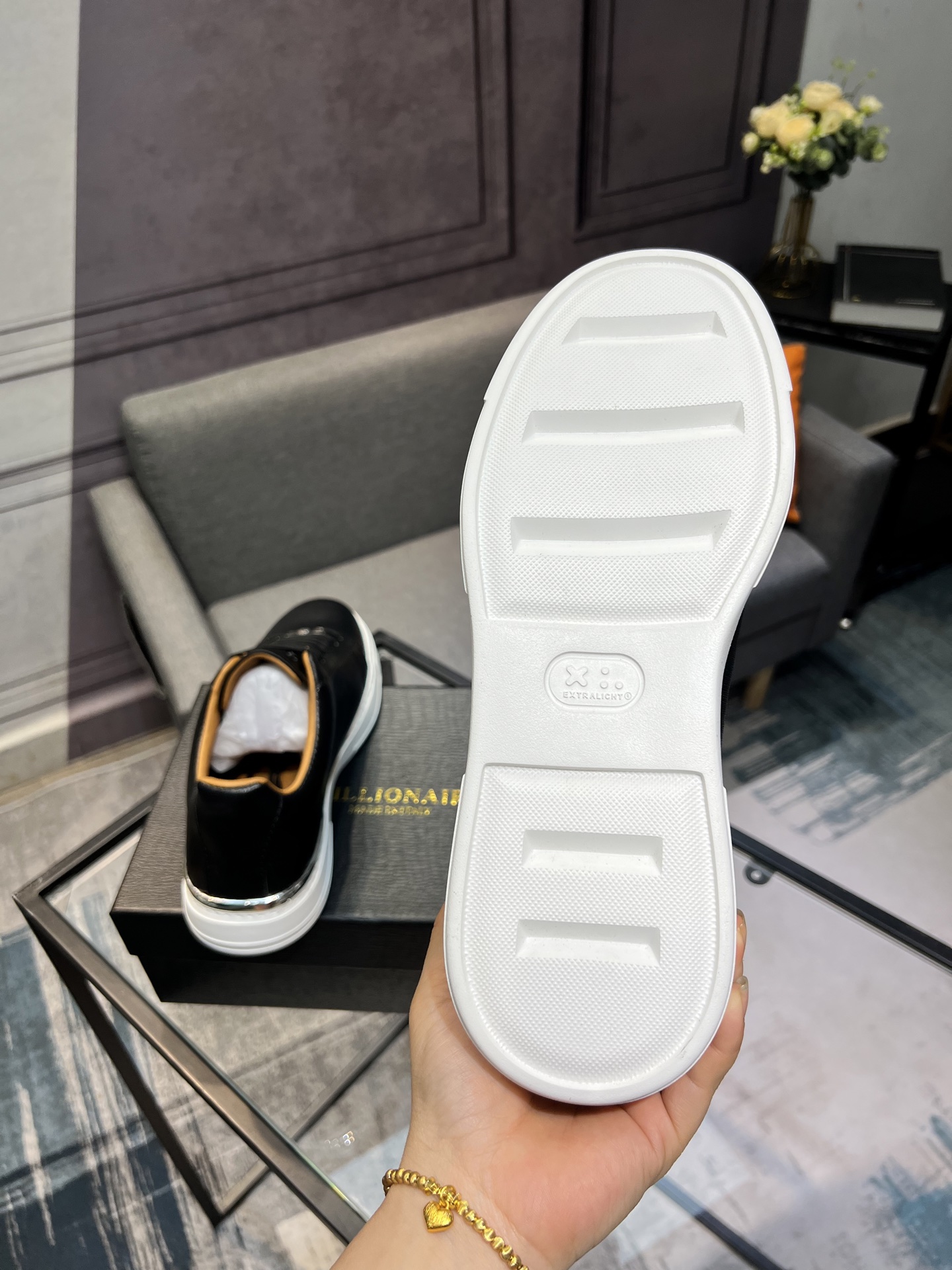 Billionaire Men's Black Leather Lace-Up Sneakers with Metal Hardware Details 7 i1742399572480 6534 0 5