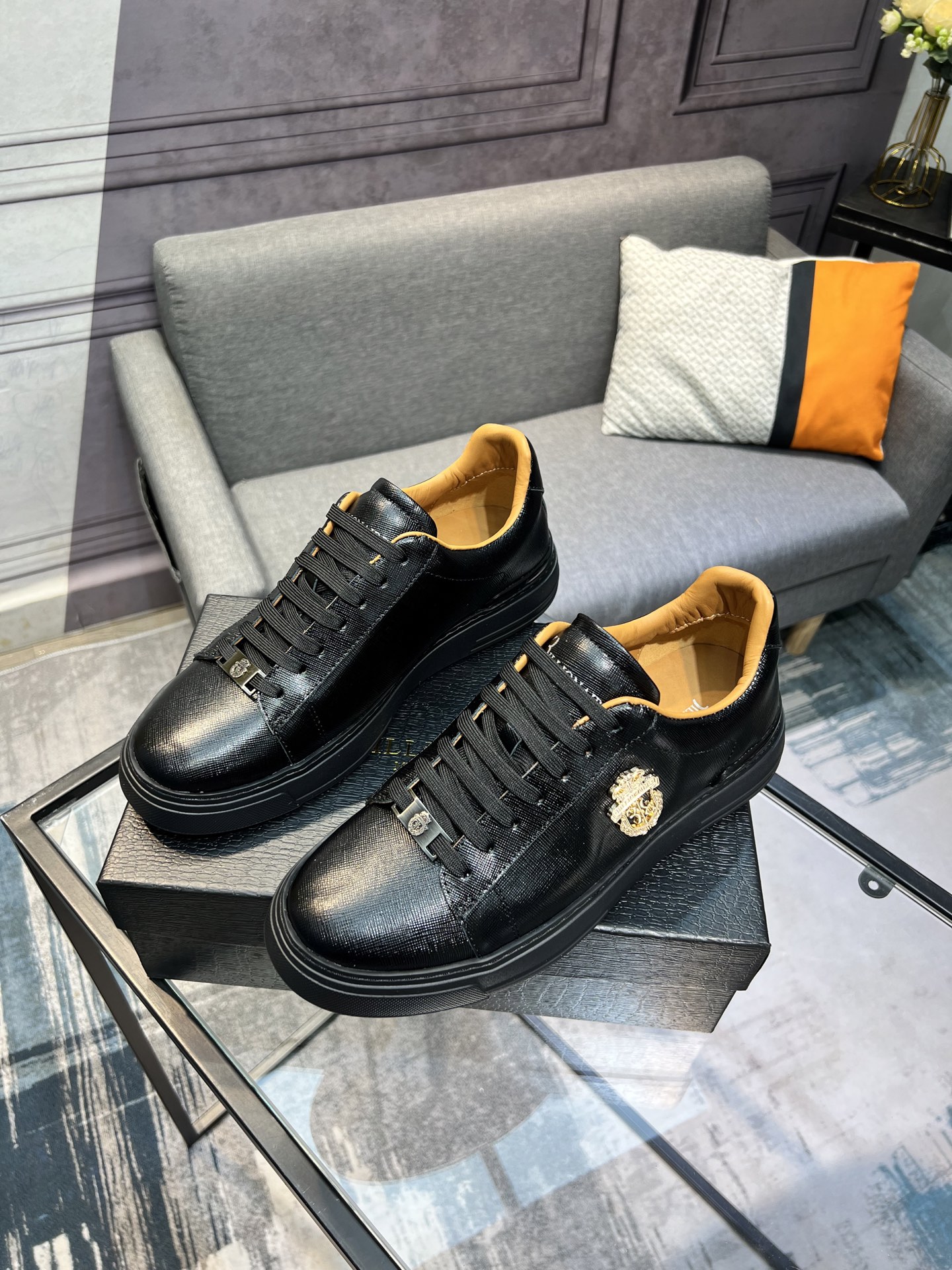 Billionaire Men's Black Leather Low Top Sneakers 3 i1742399613375 8937 0 1