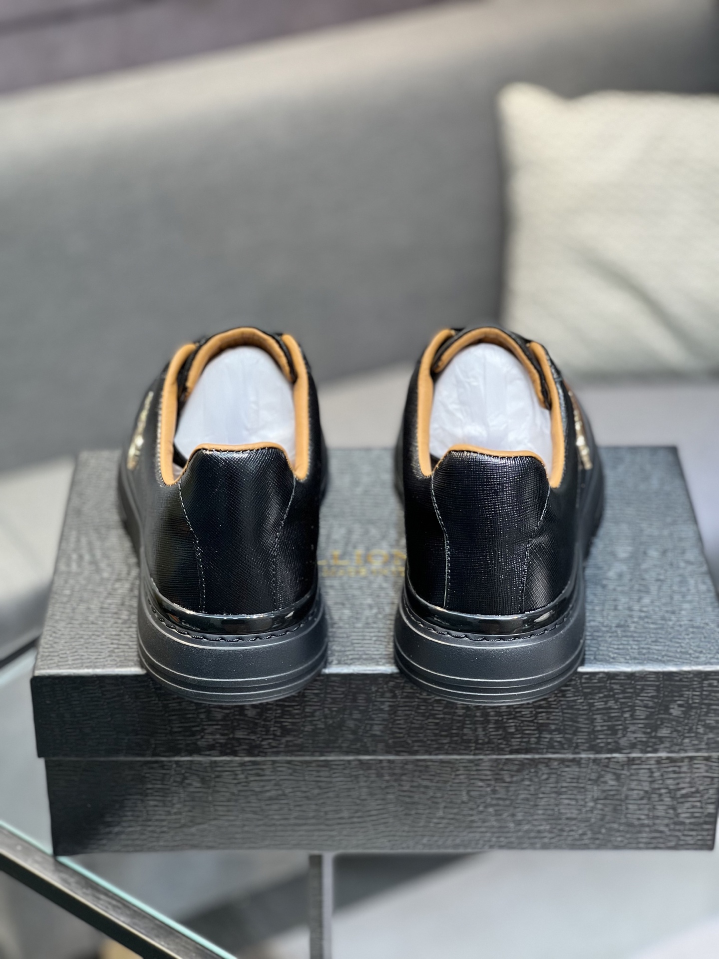 Billionaire Men's Black Leather Low Top Sneakers 8 i1742399614351 6091 0 6