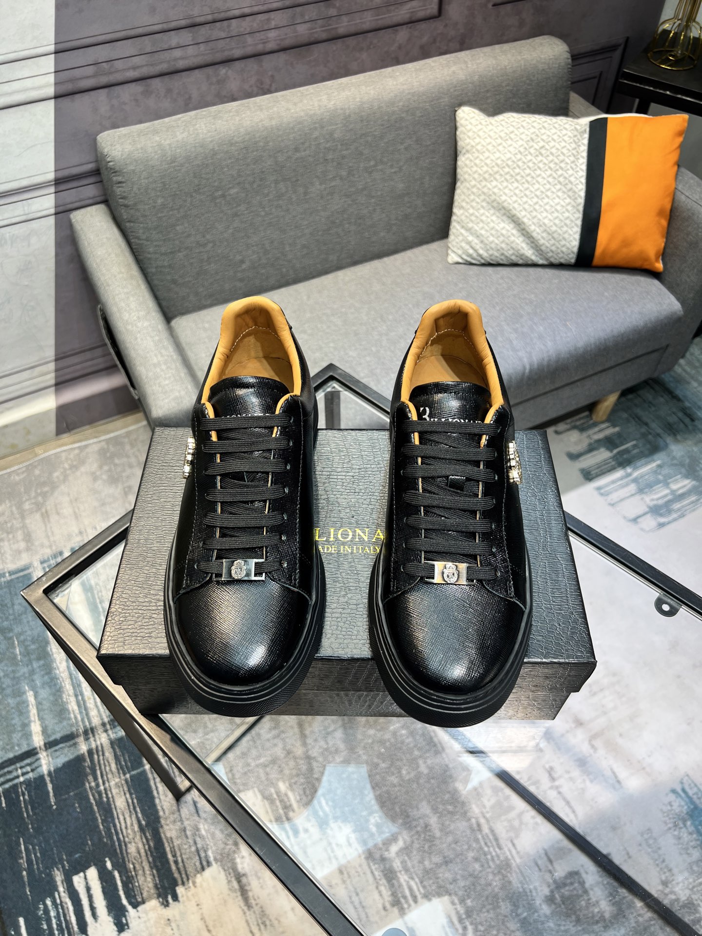 Billionaire Men's Black Leather Low Top Sneakers 2 i1742399614454 8961 0 0