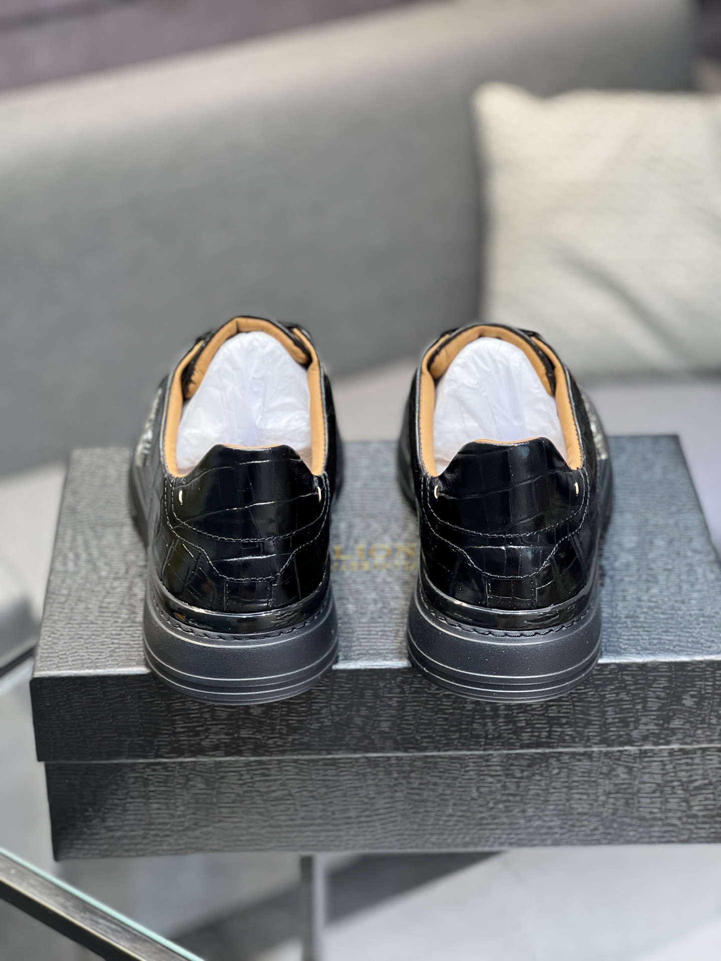 Billionaire Black Leather Crocodile-Embossed Sneakers 8 i1742399854948 7735 0 6