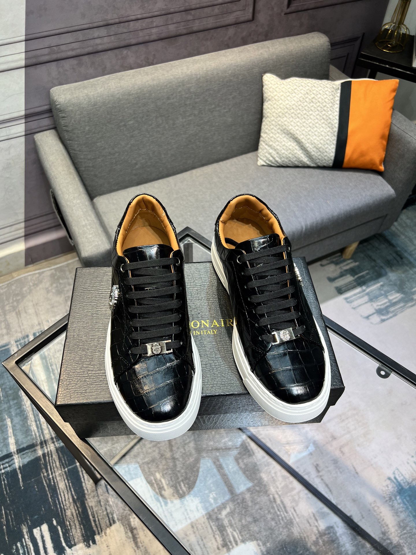 Billionaire Men's Crocodile-Embossed Leather Sneakers - Italian Craftsmanship 5 i1742399891383 4207 0 3