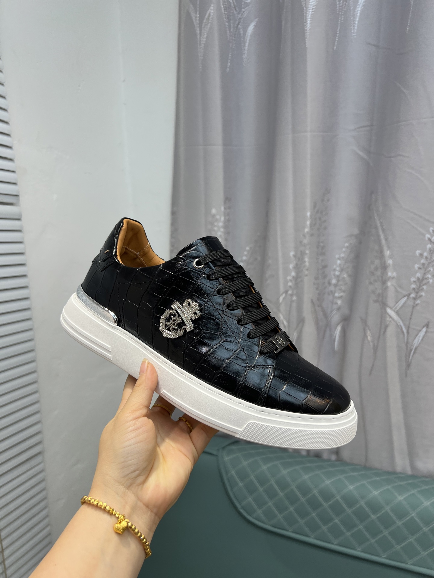 Billionaire Men's Crocodile-Embossed Leather Sneakers - Italian Craftsmanship 6 i1742399891388 267 0 4