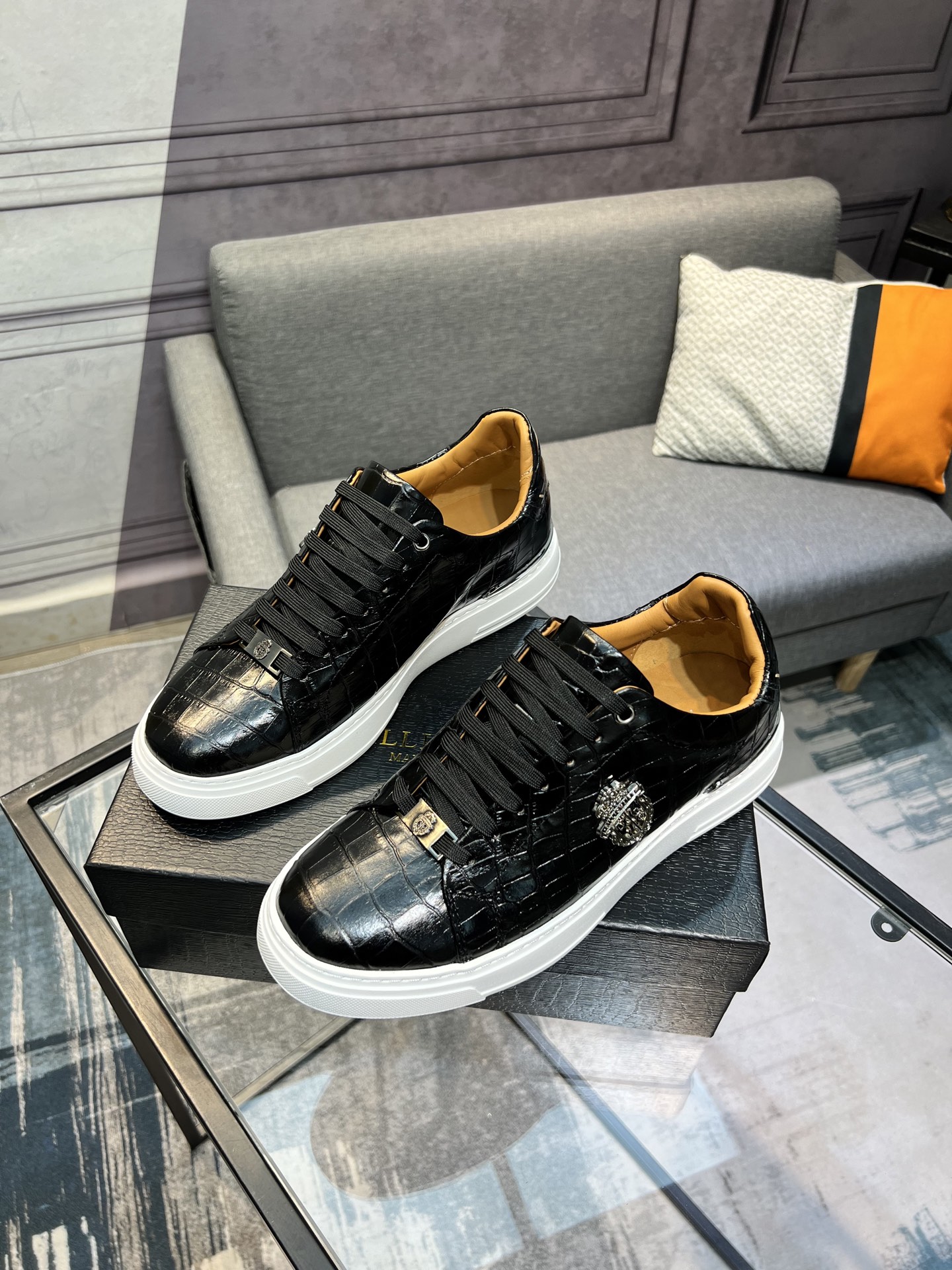 Billionaire Men's Crocodile-Embossed Leather Sneakers - Italian Craftsmanship 3 i1742399891431 2839 0 1