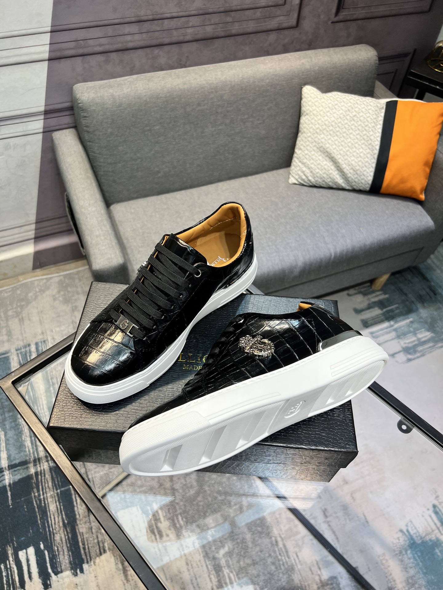 Billionaire Men's Crocodile-Embossed Leather Sneakers - Italian Craftsmanship 4 i1742399897139 7723 0 2