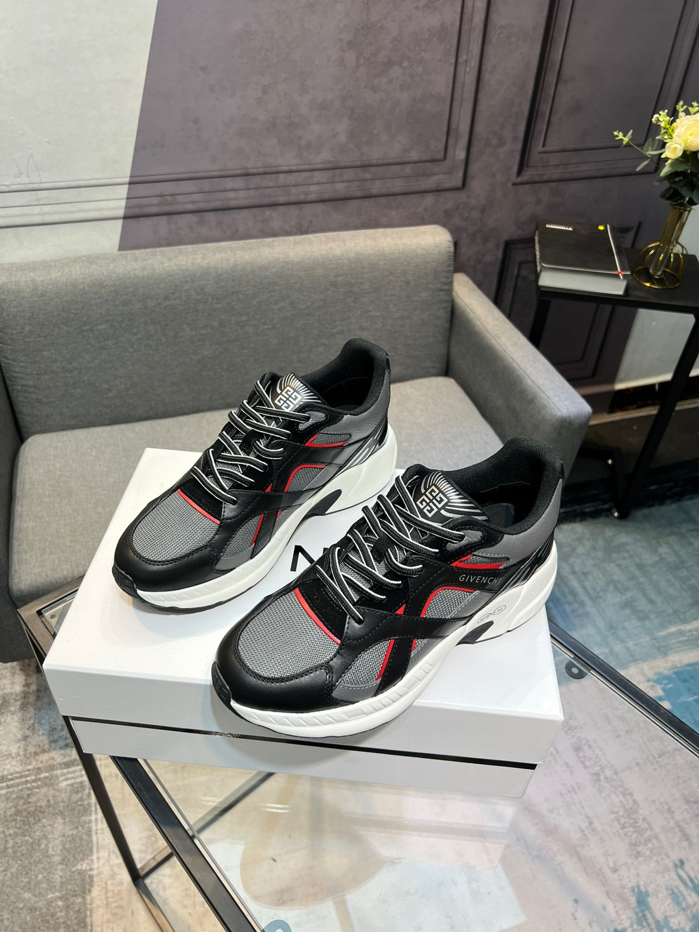 GIVENCHY Men's City Sport Sneakers in Leather and Mesh - Black/Grey 25 i1742485795312 6683 0 1