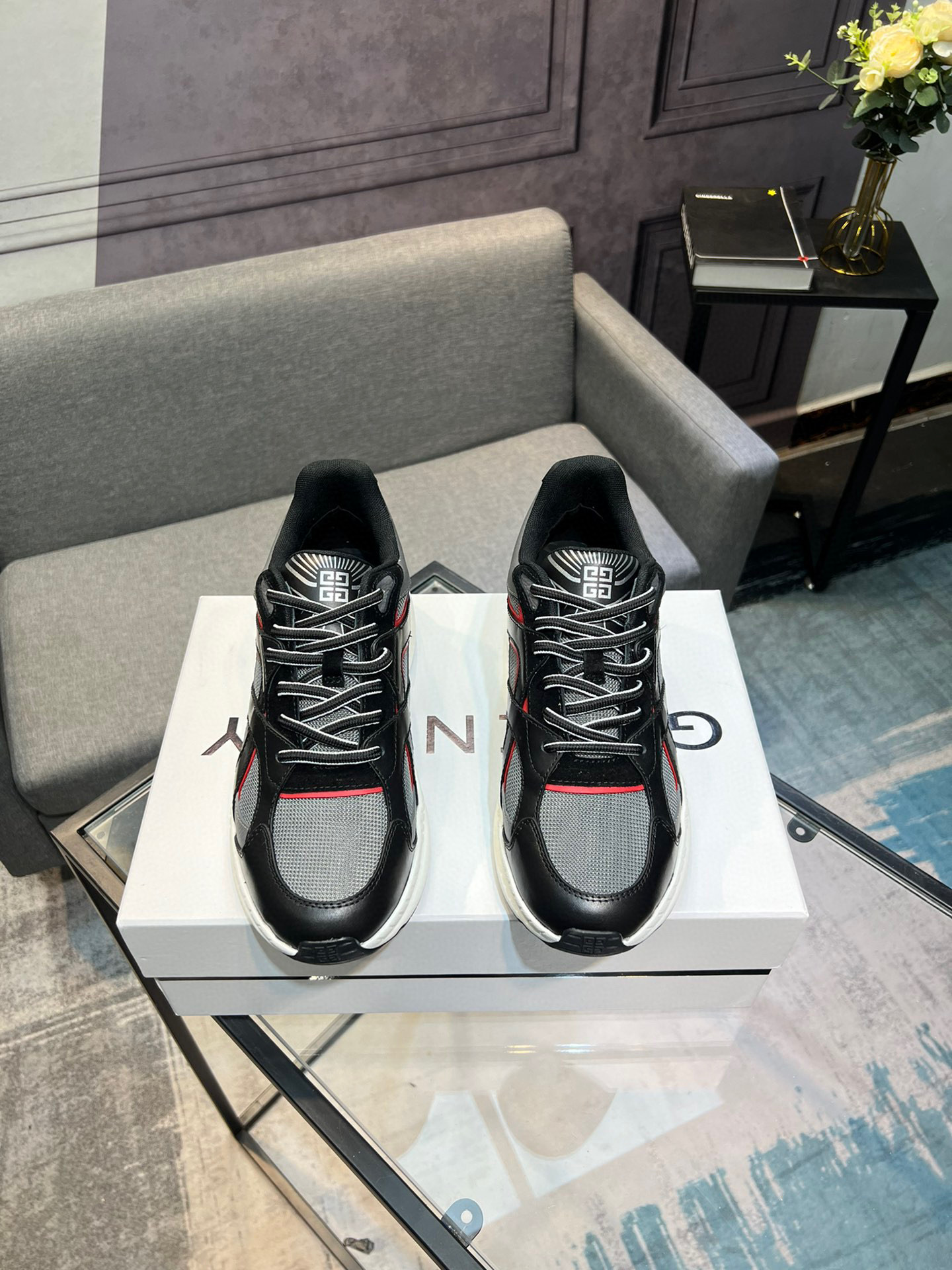 GIVENCHY Men's City Sport Sneakers in Leather and Mesh - Black/Grey 24 i1742485795673 1076 0 0