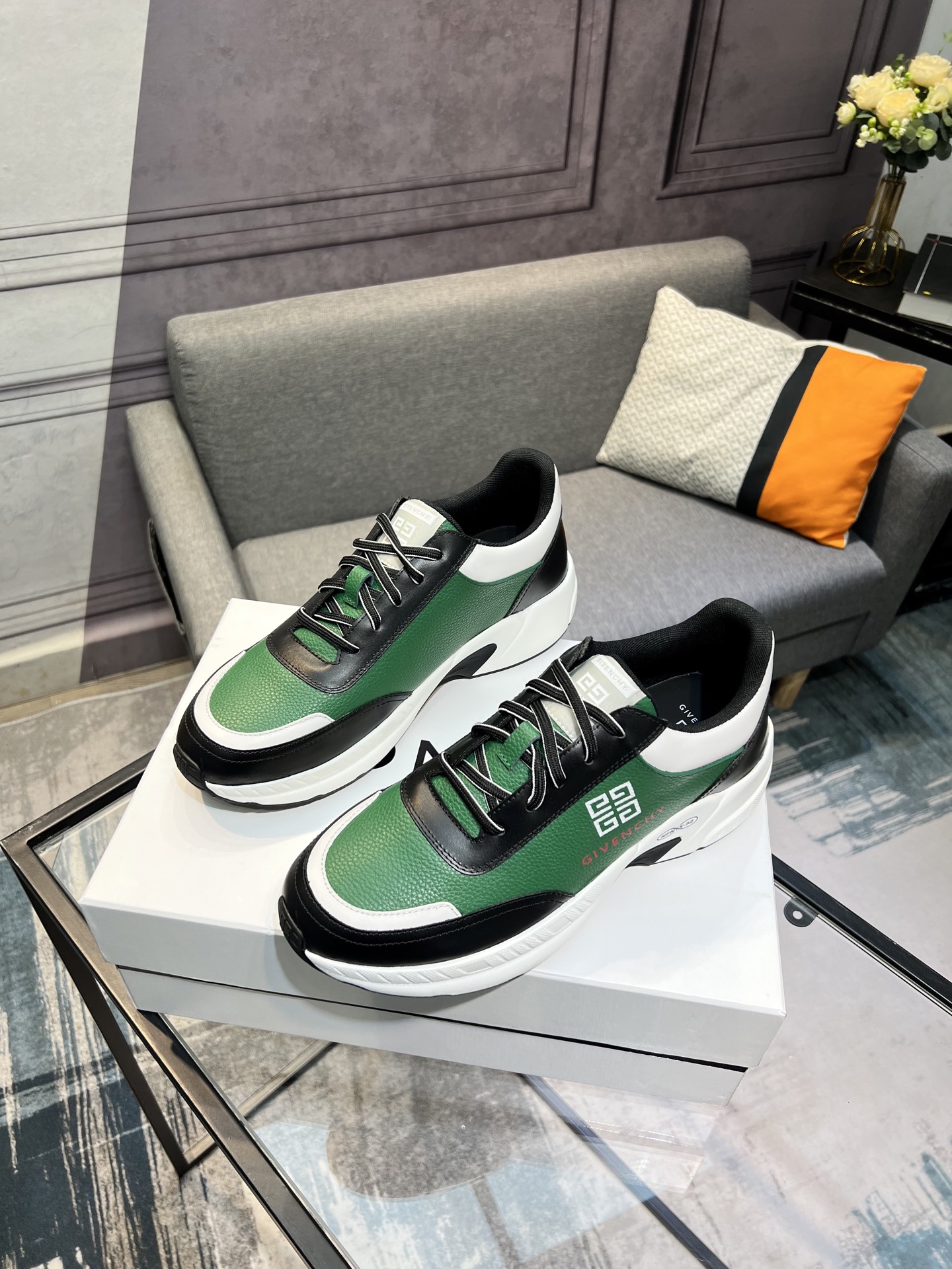 GIVENCHY Men's City Sport Leather Sneakers, Green/Black, Size 39-44 3 i1742485859998 3471 0 1