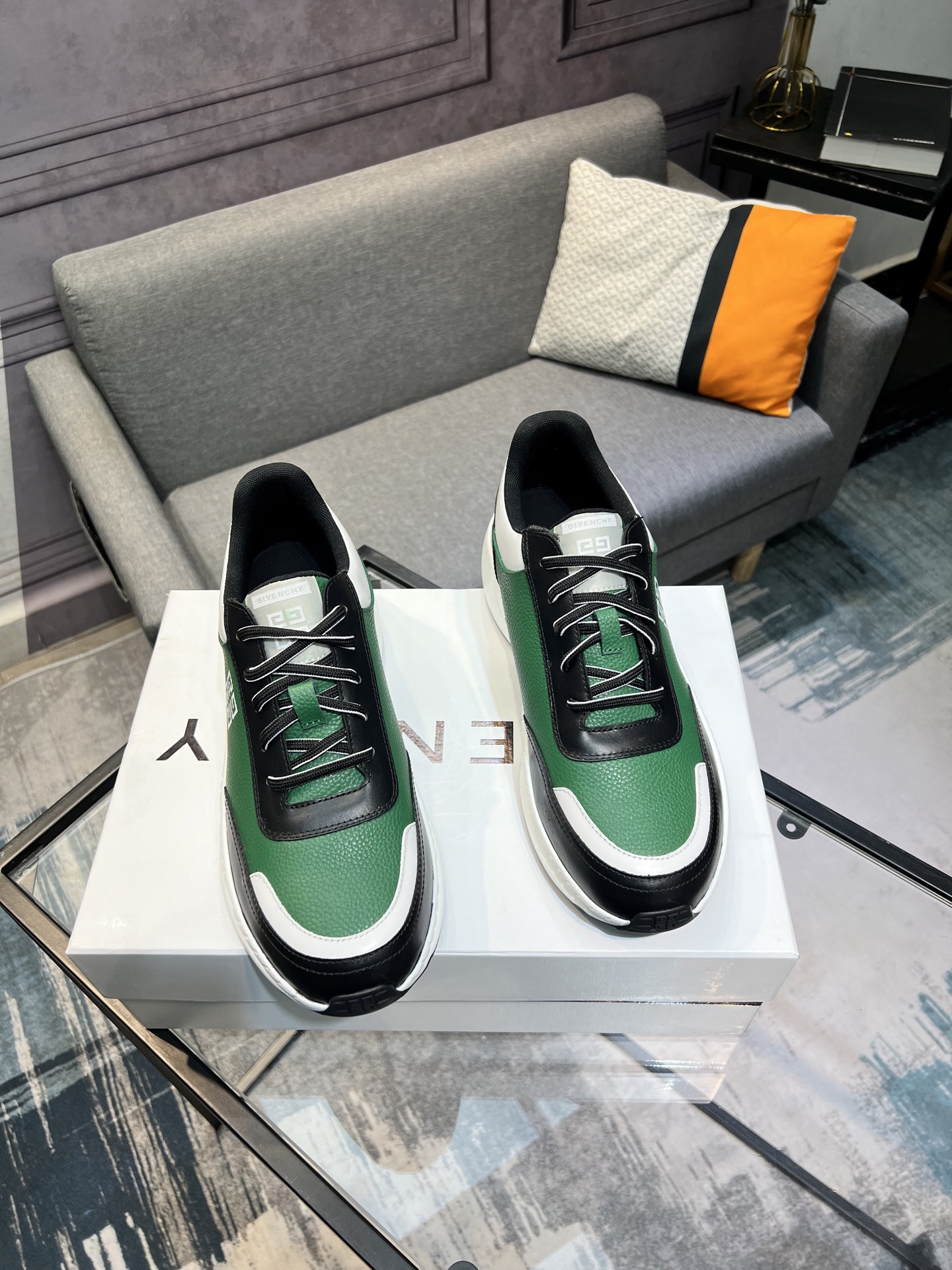 GIVENCHY Men's City Sport Leather Sneakers, Green/Black, Size 39-44 5 i1742485860105 2902 0 3