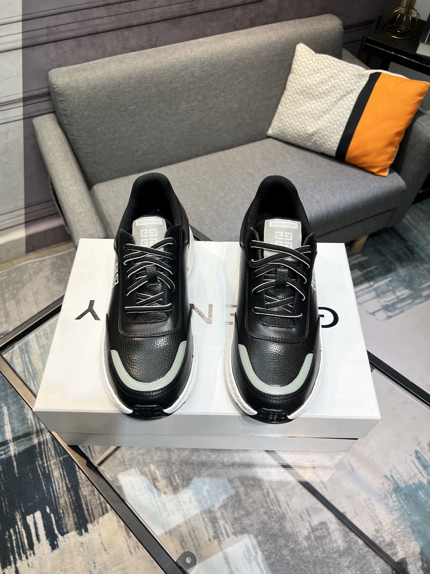 G I V E N C H Y Men's Black Leather Lace-Up Sneakers 1 G I V E N C H Y Men's Black Leather Lace-Up Sneakers