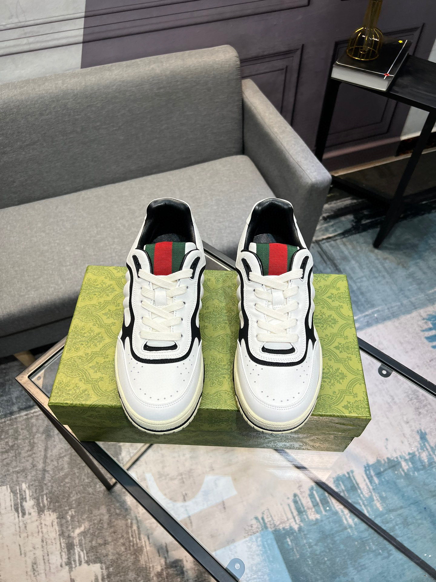 Gucci Men's and Women's White Leather Basketball Sneakers with Interlocking G 1 Gucci Men's and Women's White Leather Basketball Sneakers with Interlocking G